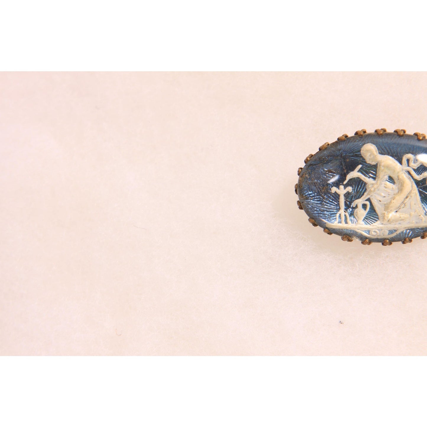 Antique 1800s 1900s Greek Revival Blue and White Brooch