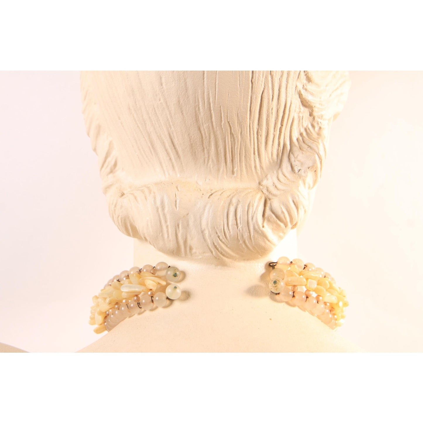 1950s Faux Pearl and Mother of Pearl Chip Wired Choker Necklace with Matching Bracelet