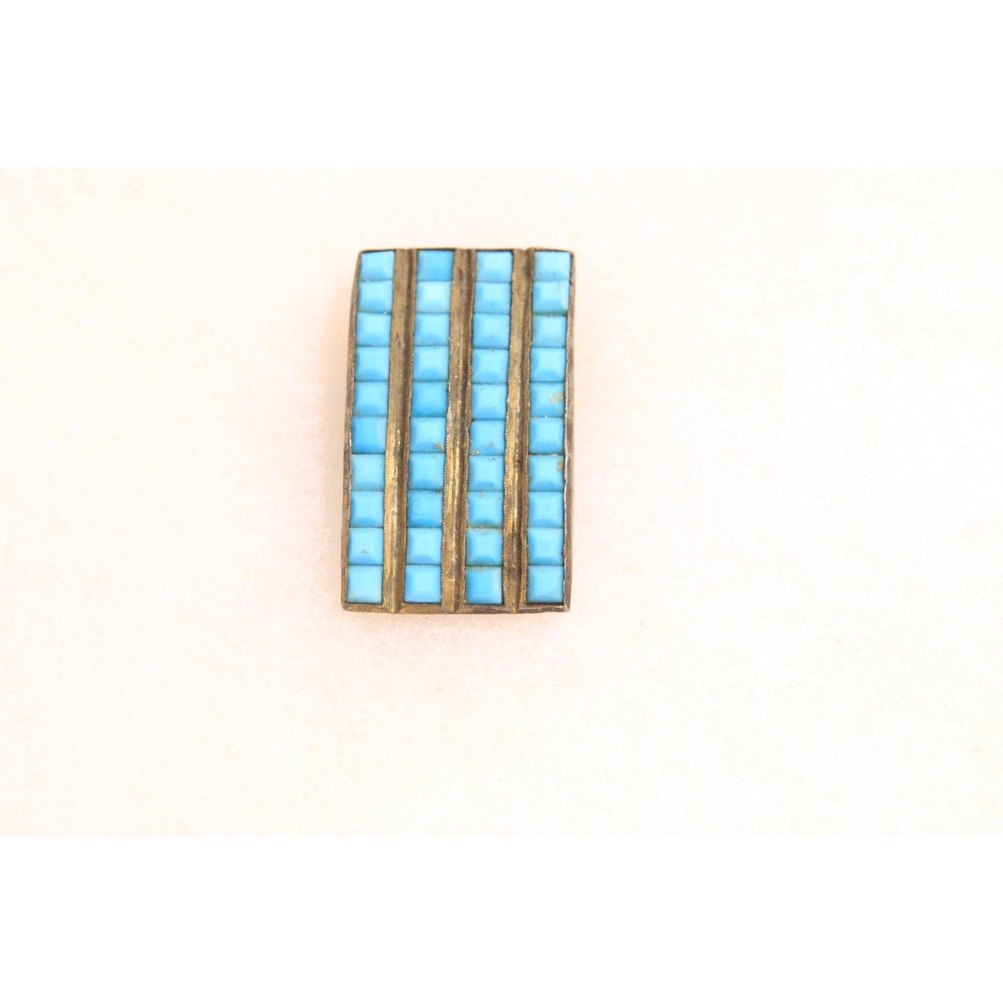 Antique 1920s Egyptian Revival Turquoise Blue Dress Fur Clip