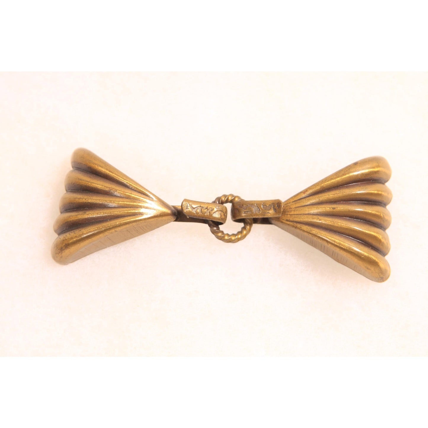 Antique 1920s Brass Gold Tone Metal Bow Shape Belt Buckle