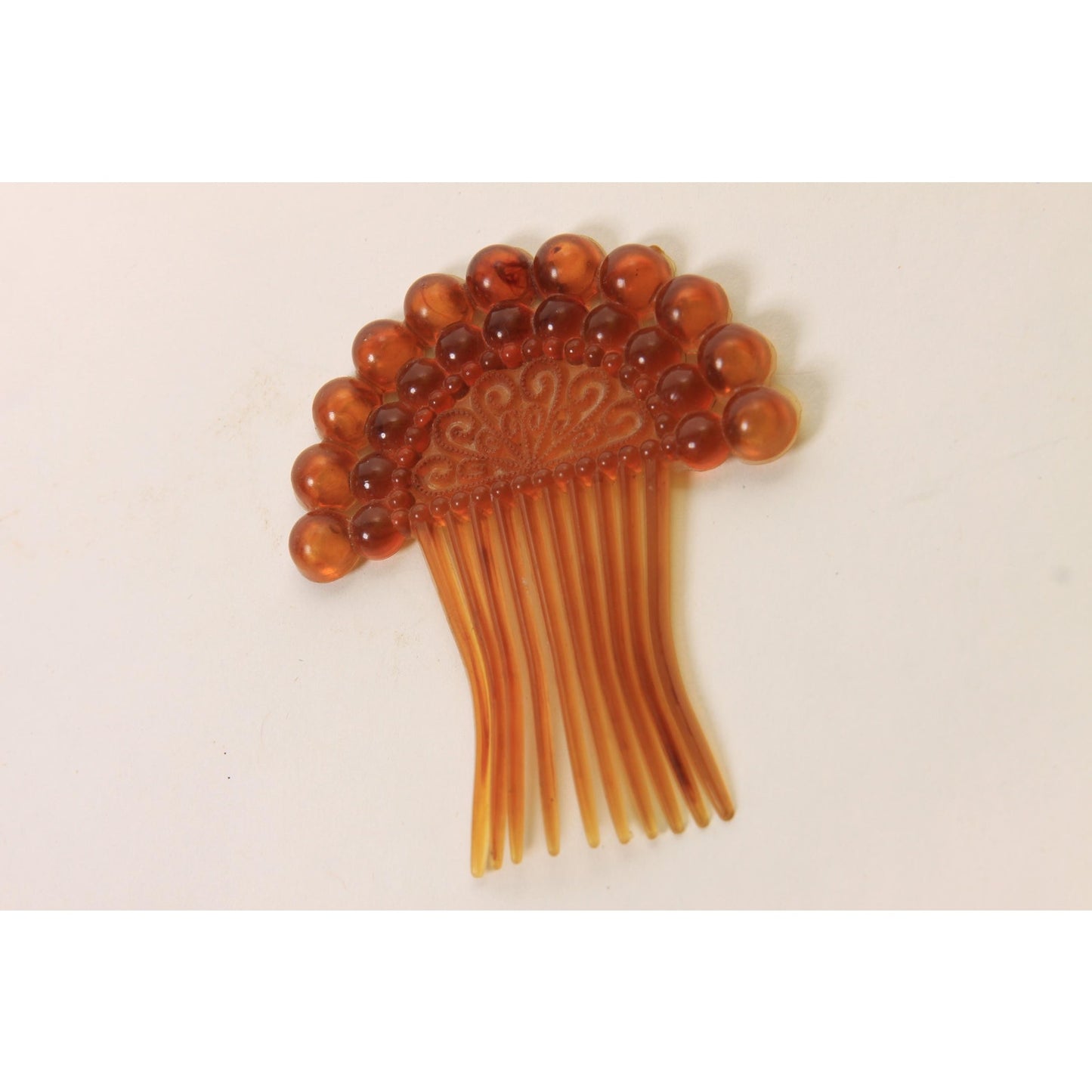 1930s 1940s Brown Plastic Fan Hair Comb