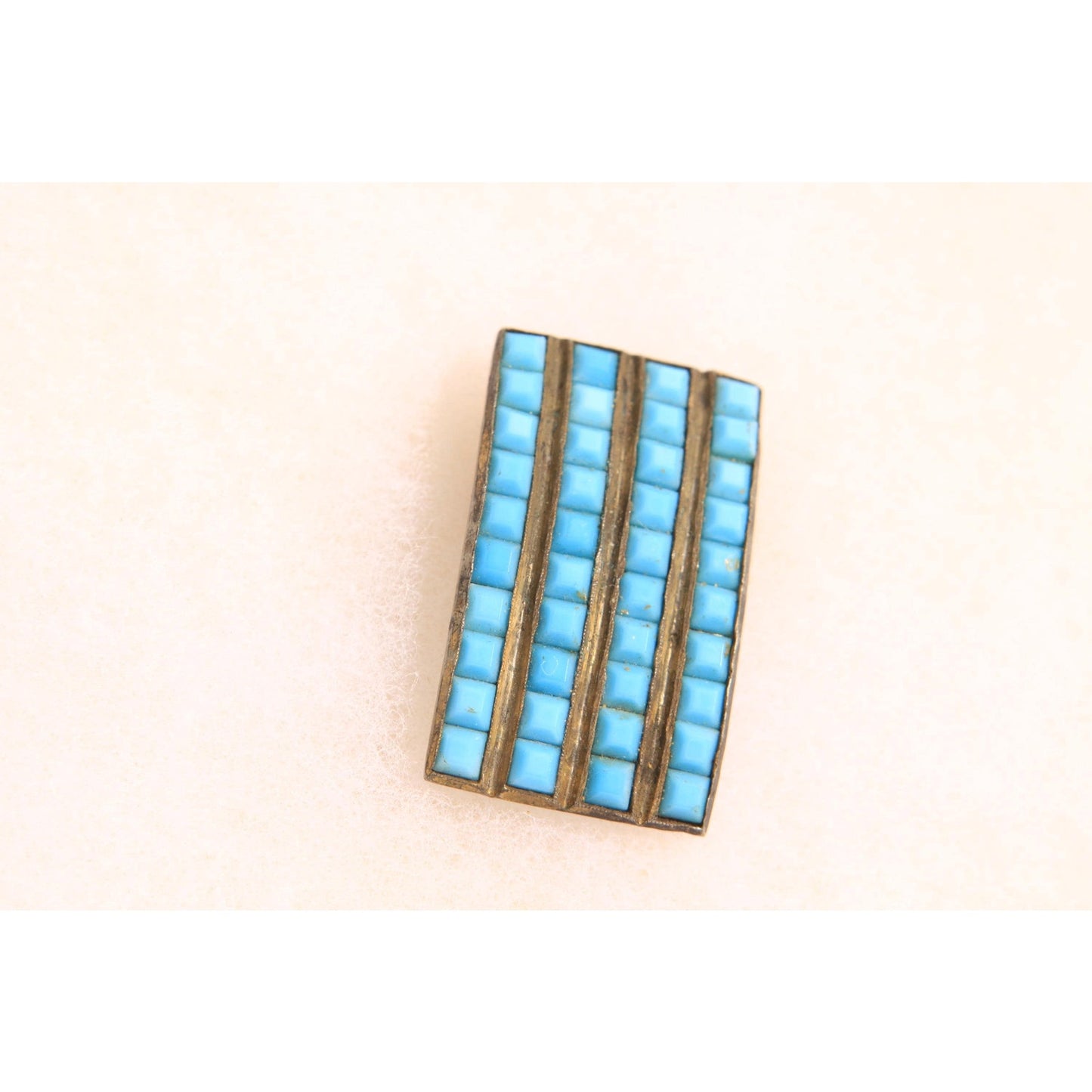 Antique 1920s Egyptian Revival Turquoise Blue Dress Fur Clip