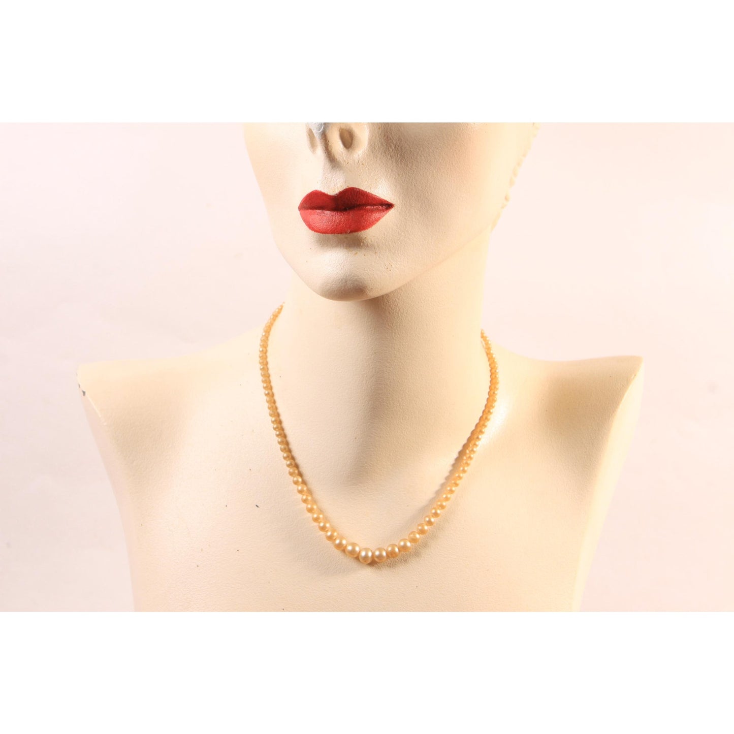 1930s Pale Pink Cream Faux Pearl Beaded Necklace