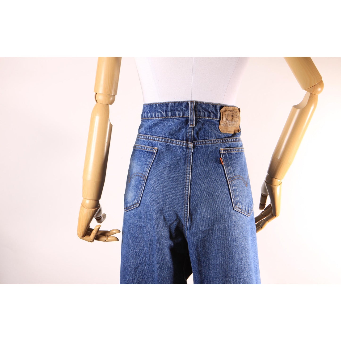 1970s 1980s Blue Denim Orange Tab 517 Jeans by Levi's -42x32