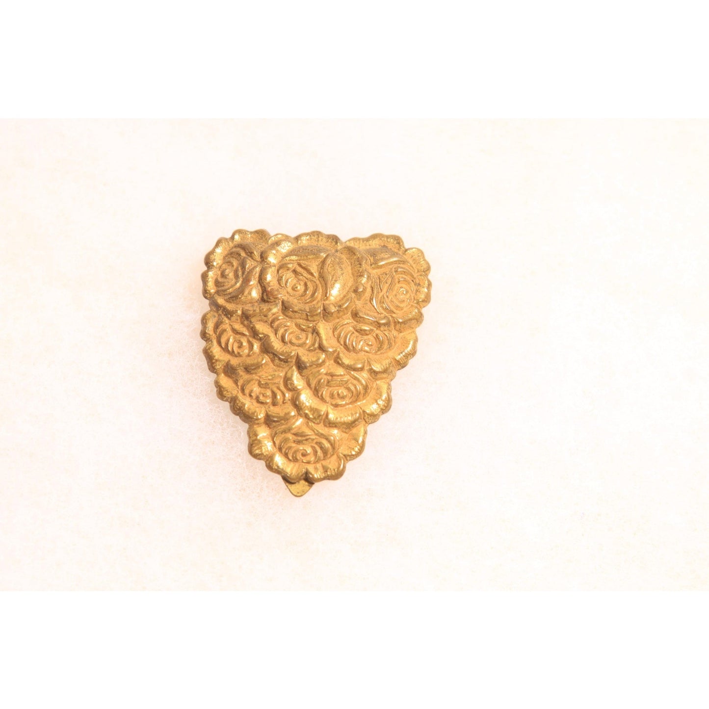 Antique 1920s Gold Tone Metal Floral Flower Dress Fur Clip