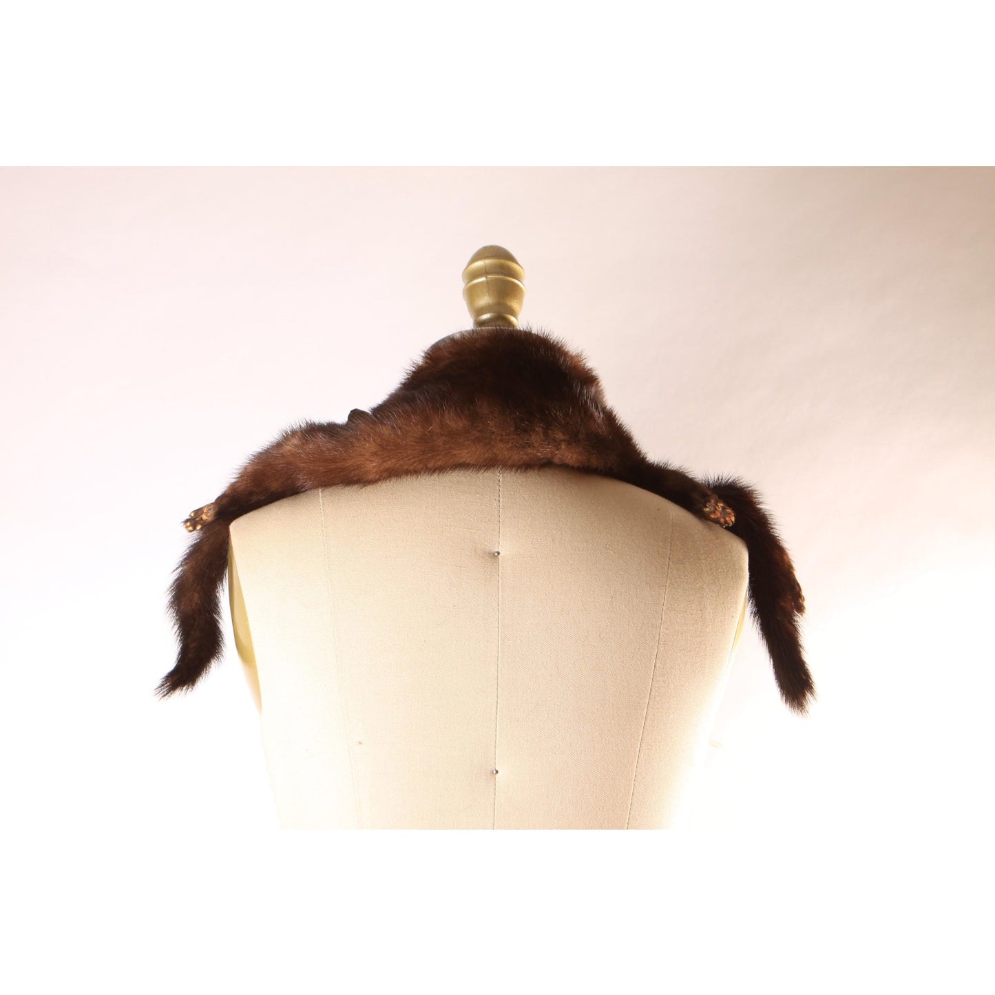 1950s Dark Brown Three Piece Mink Pelt Fur Shawl Wrap by Polar Crown Furs McDaniels