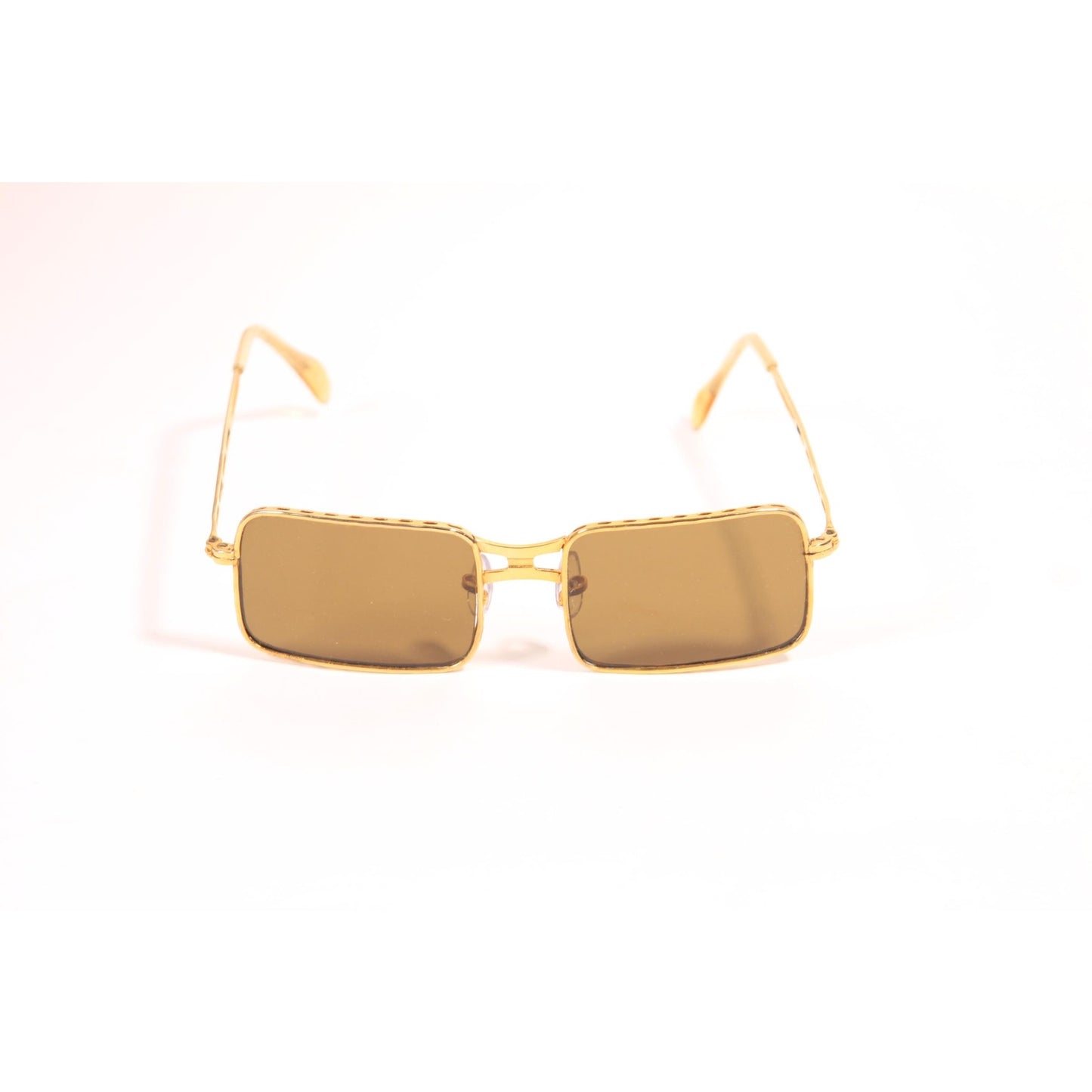 1970s Gold Metal Frame and Brown Tint Lenses Sunglasses