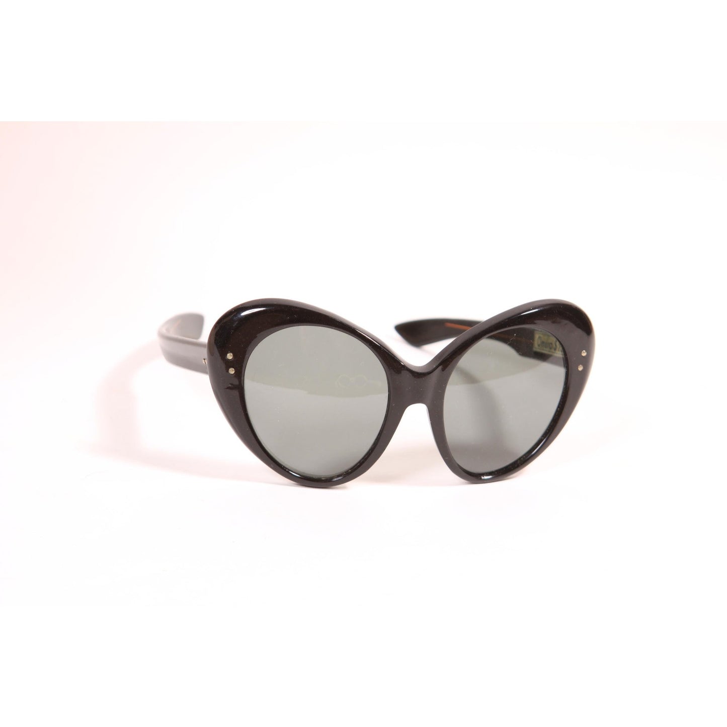 1950s 1960s Black Oversized Bug Eye Butterfly Cat Eye Frames Sunglasses by Omura France