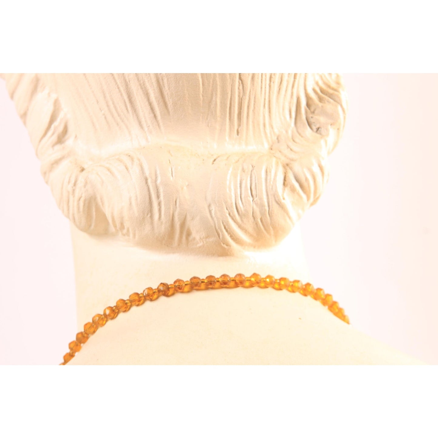 1960s Amber Yellow Glass Faceted Beaded Necklace