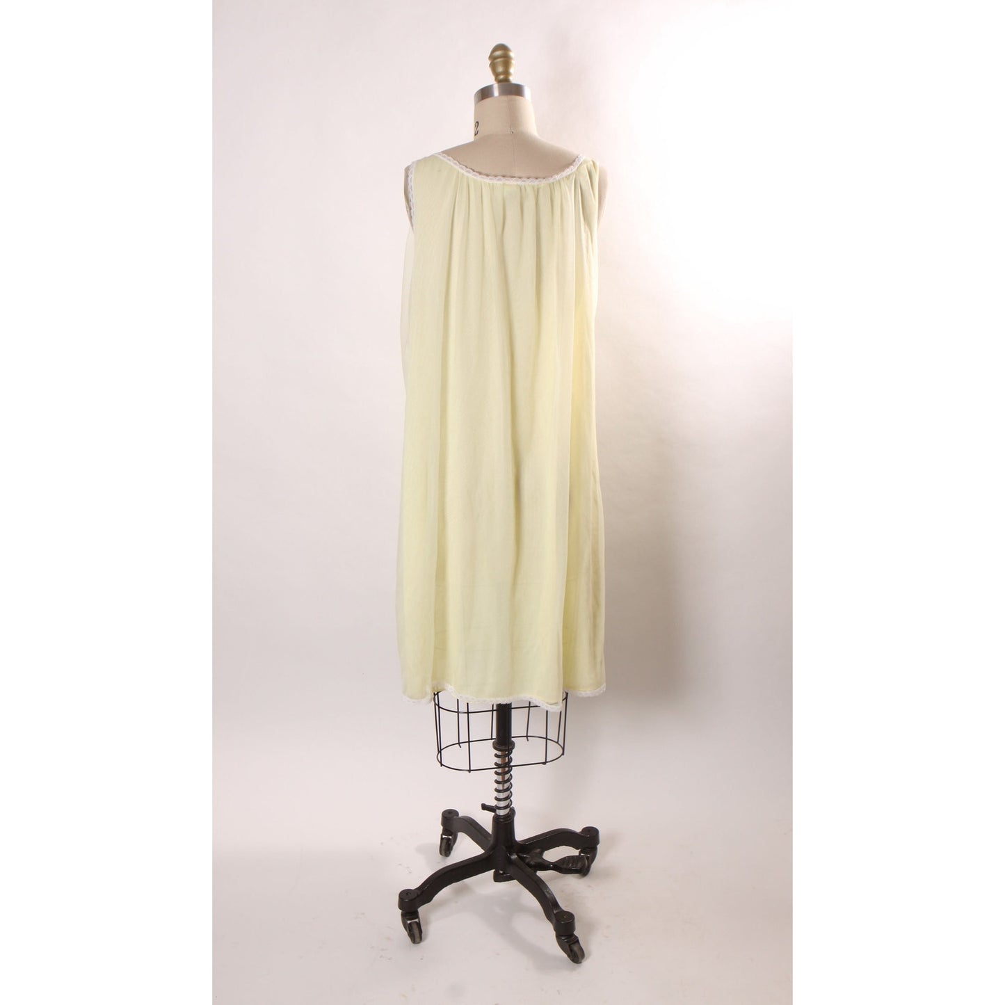 1950s 1960s Yellow, Green and Blue 3D Flower Floral Nylon Lingerie Night Gown by Nan Flower -L