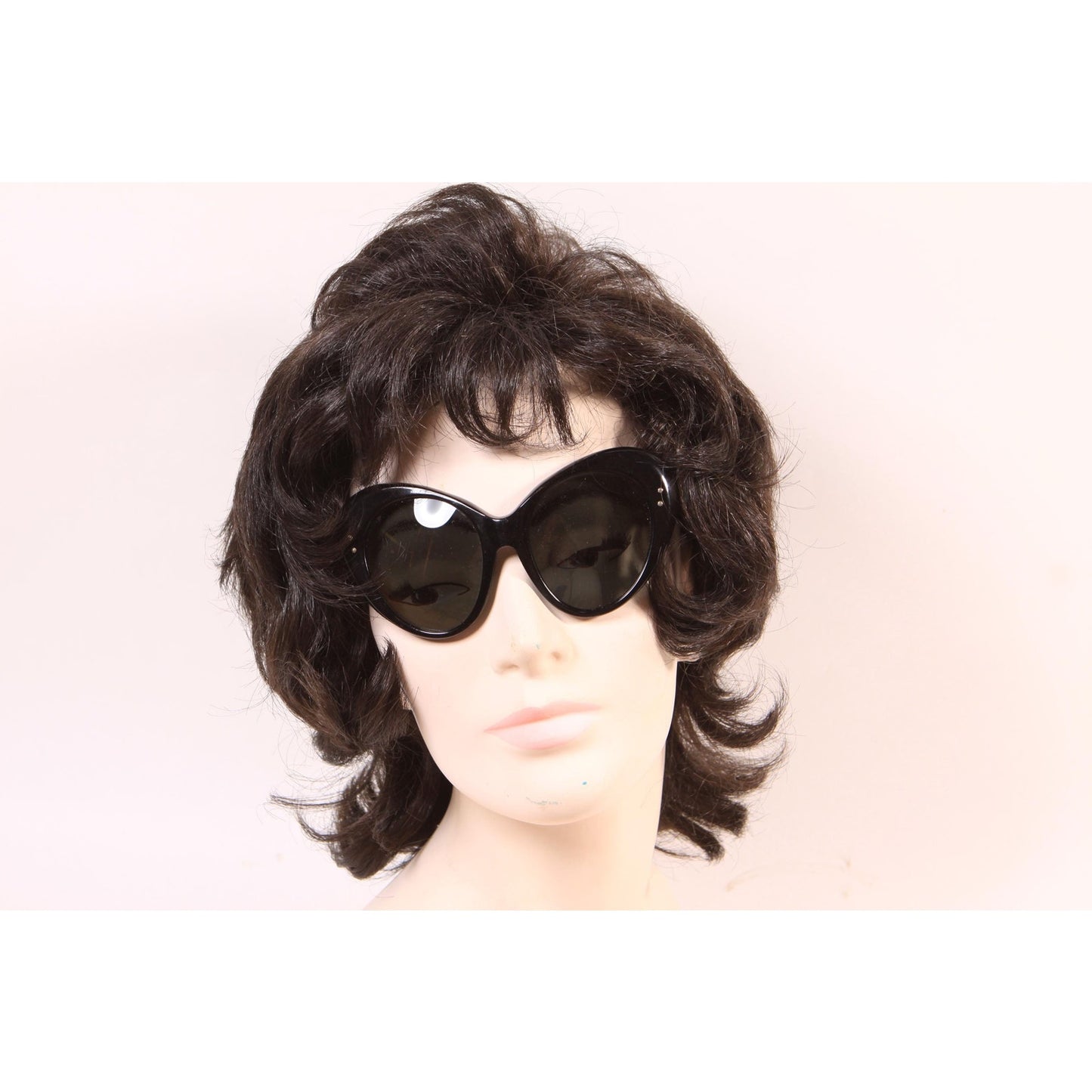 1950s 1960s Black Oversized Bug Eye Butterfly Cat Eye Frames Sunglasses by Omura France