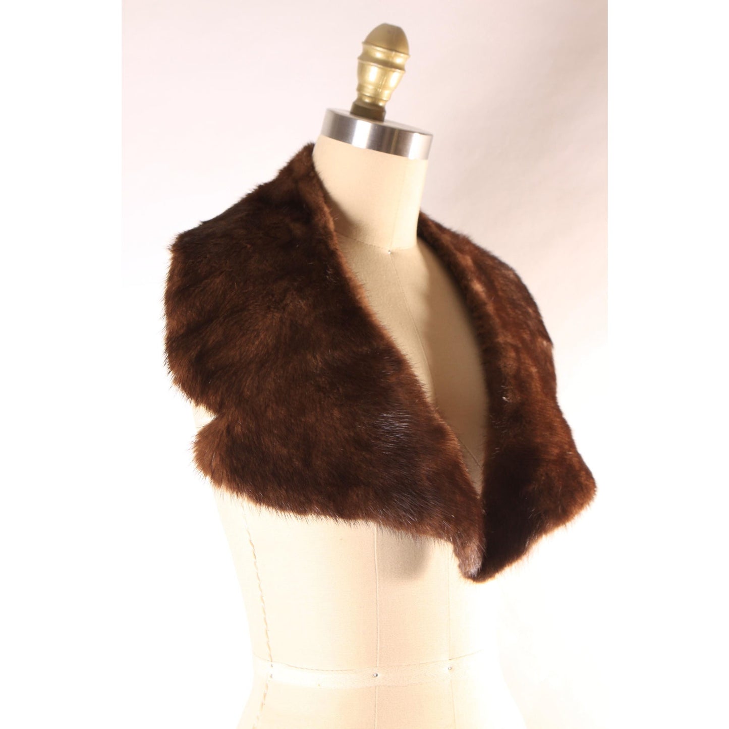 1950s Dark Brown Mink Fur Bib Collar