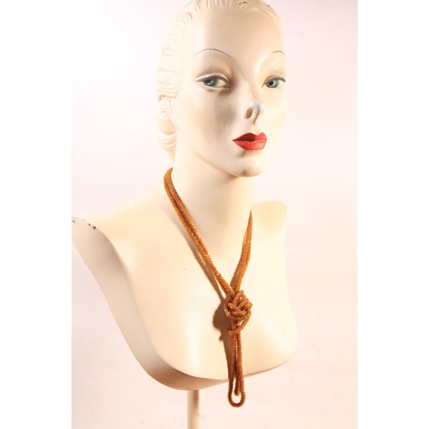 1920s Brown Beaded Pullover Flapper Necklace