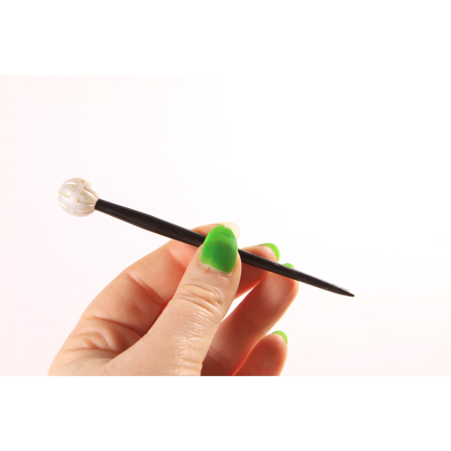 1940s 1950s Black and White Plastic Stick Hair Pin