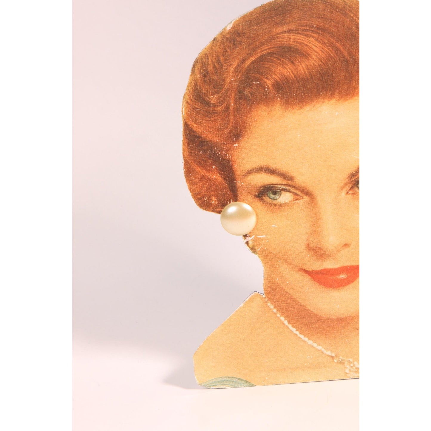 1960s Cream Off White Plastic Circle Clip On Earrings