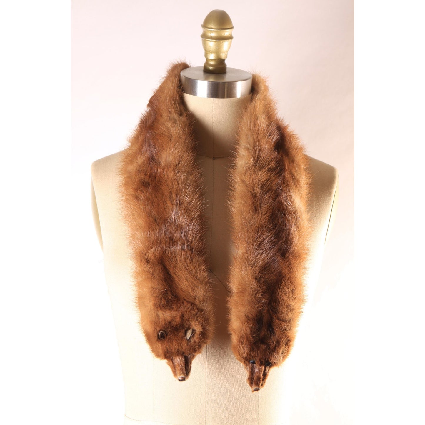 1950s Two Mink Pelt Fur Clip Shawl Wrap