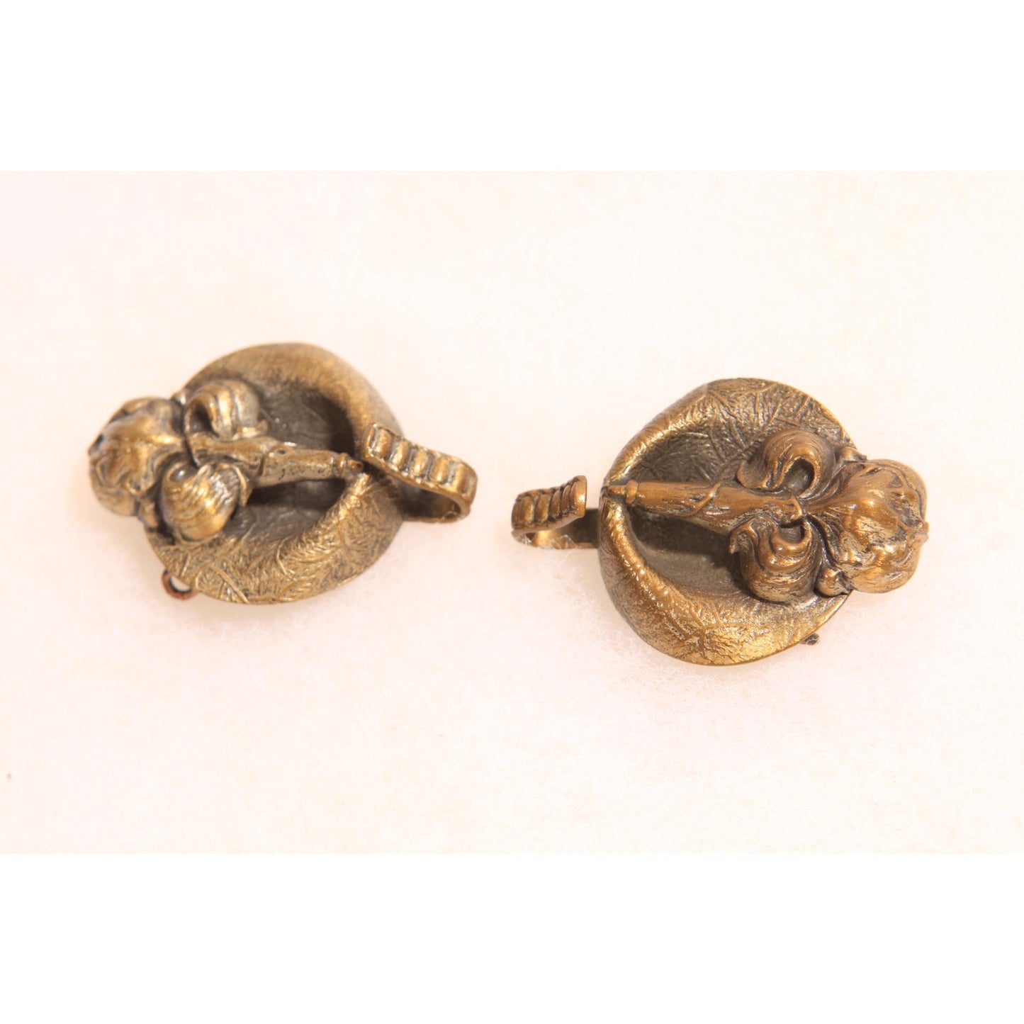 Antique 1900s 1910s Edwardian Brass Floral Belt Buckle