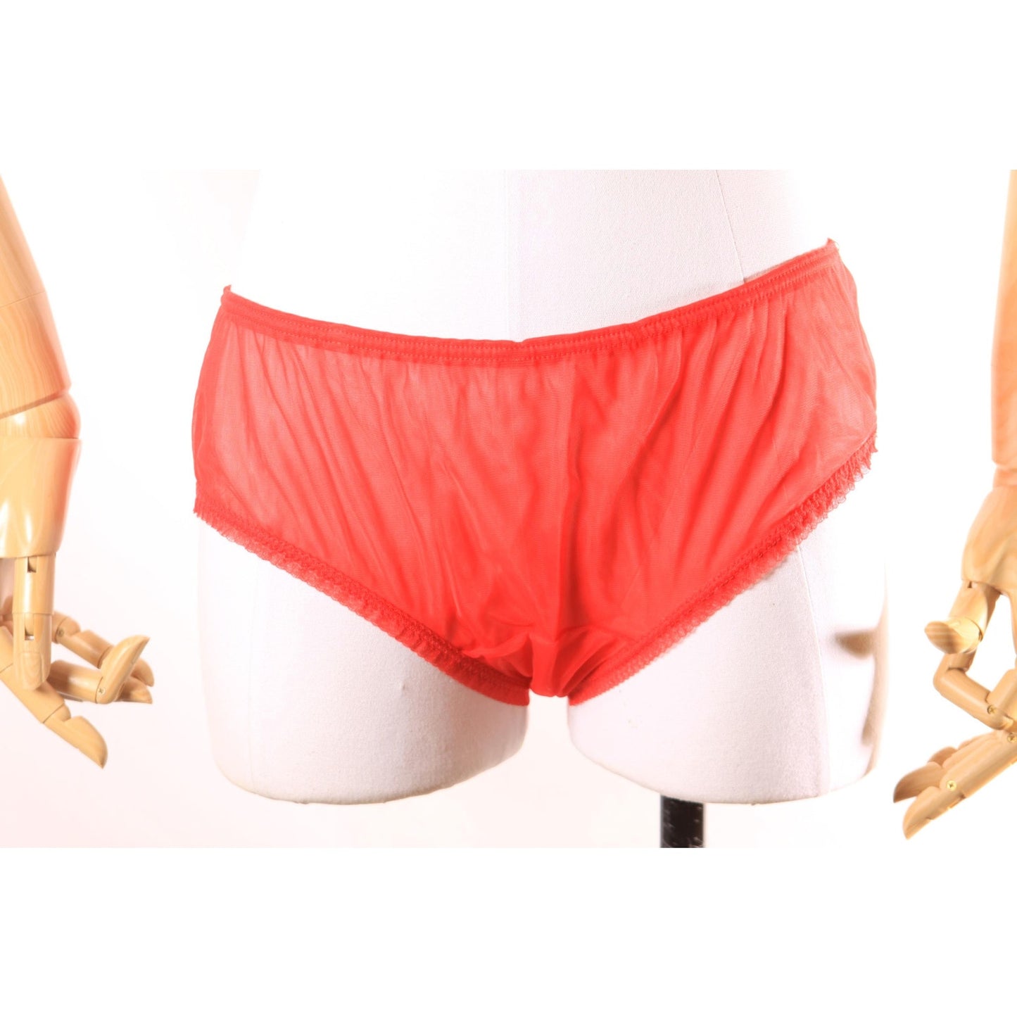 Deadstock Late 1960s Early 1970s Red Sheer Lingerie Night Gown Top with Matching Underwear Panties by JCPenney -M