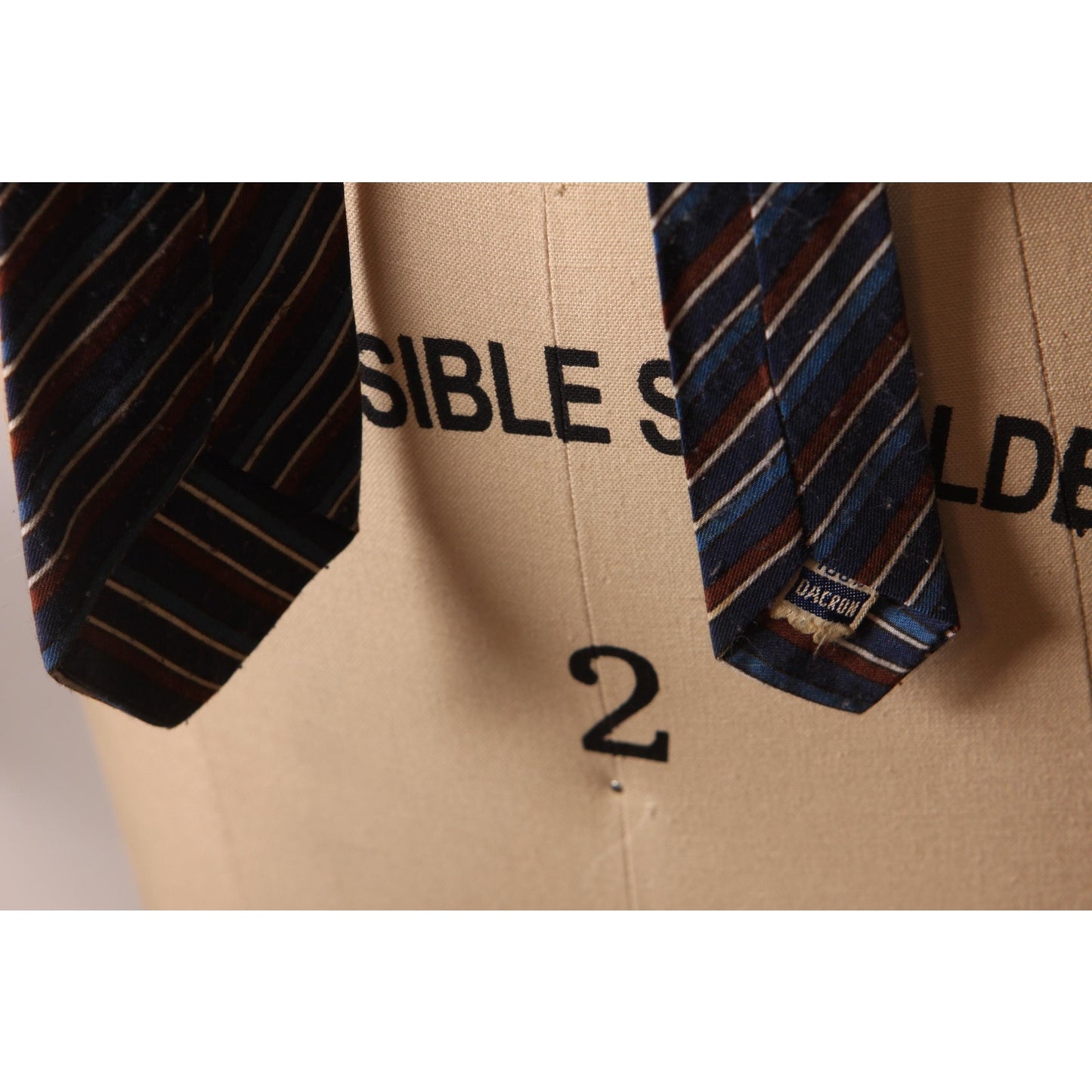 1950s Blue and Brown Striped Necktie Tie
