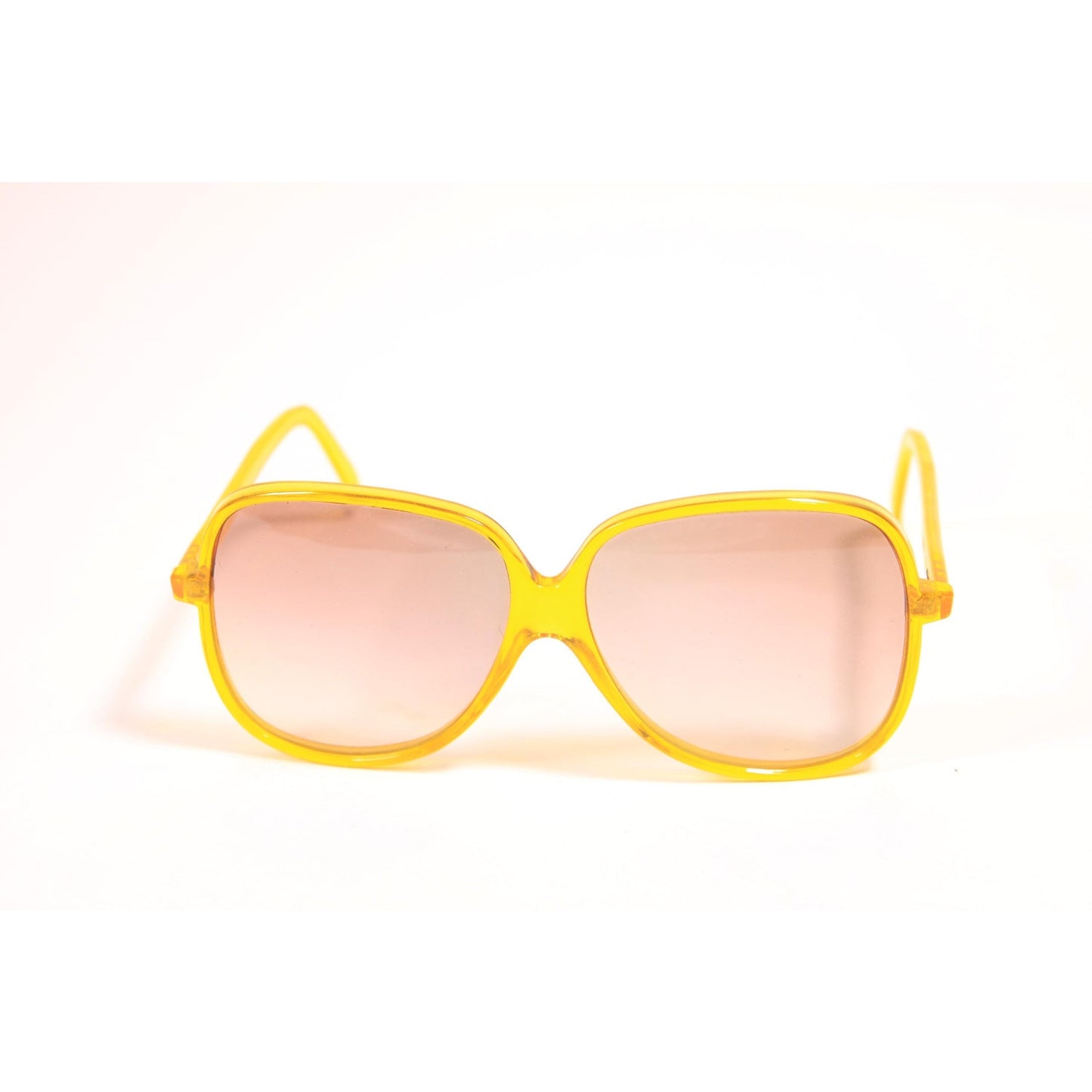 1970s Clear Yellow Oversized Plastic Frame Brown Tint Lenses Italy Sunglasses
