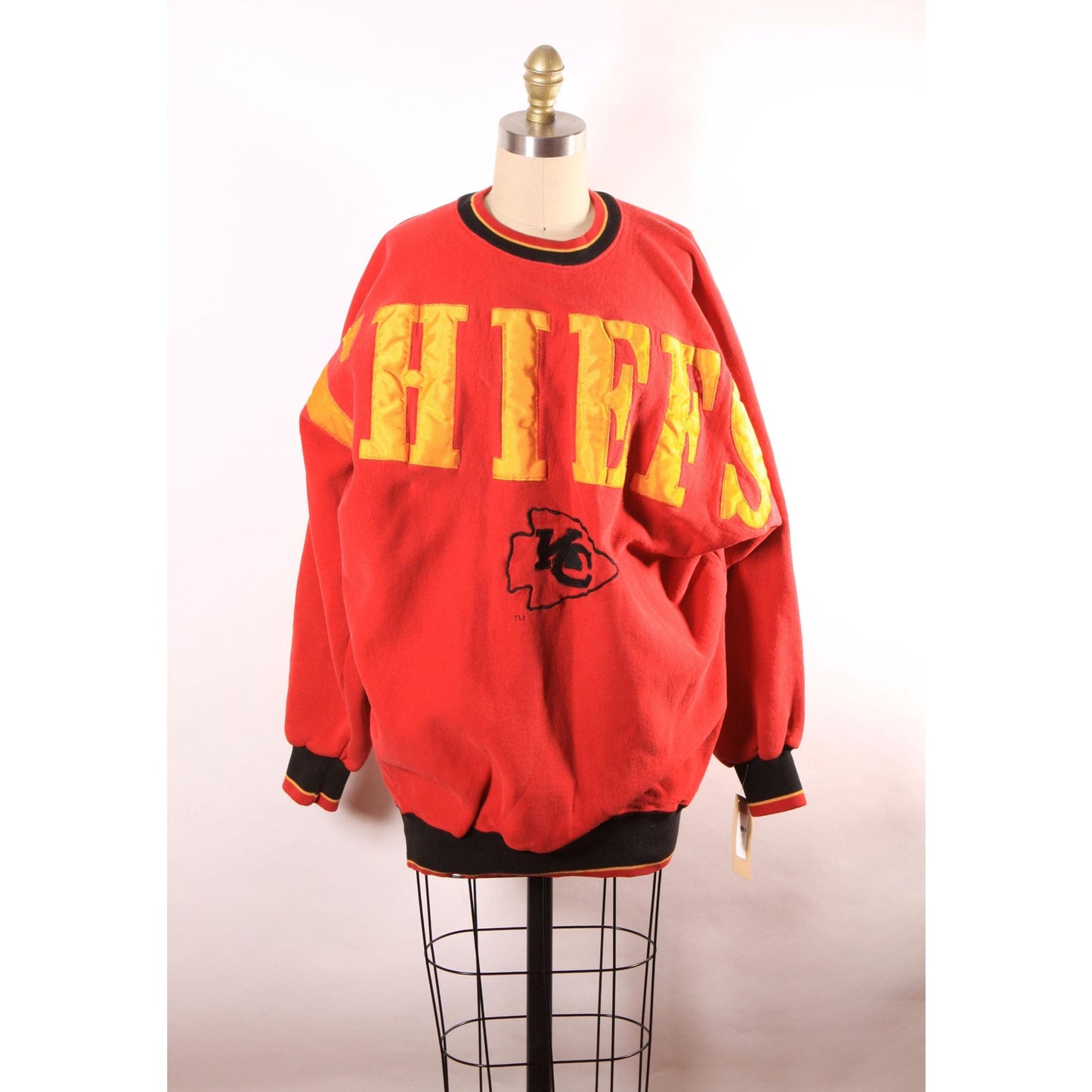 1990s, Red, Black and Yellow Kansas City Chiefs Pullover Unisex Sweatshirt by Legends -L