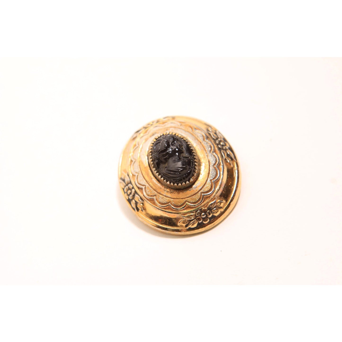 1950s 1960s Gold and Silver Tone Metal Oval Shaped Brooch by Coro