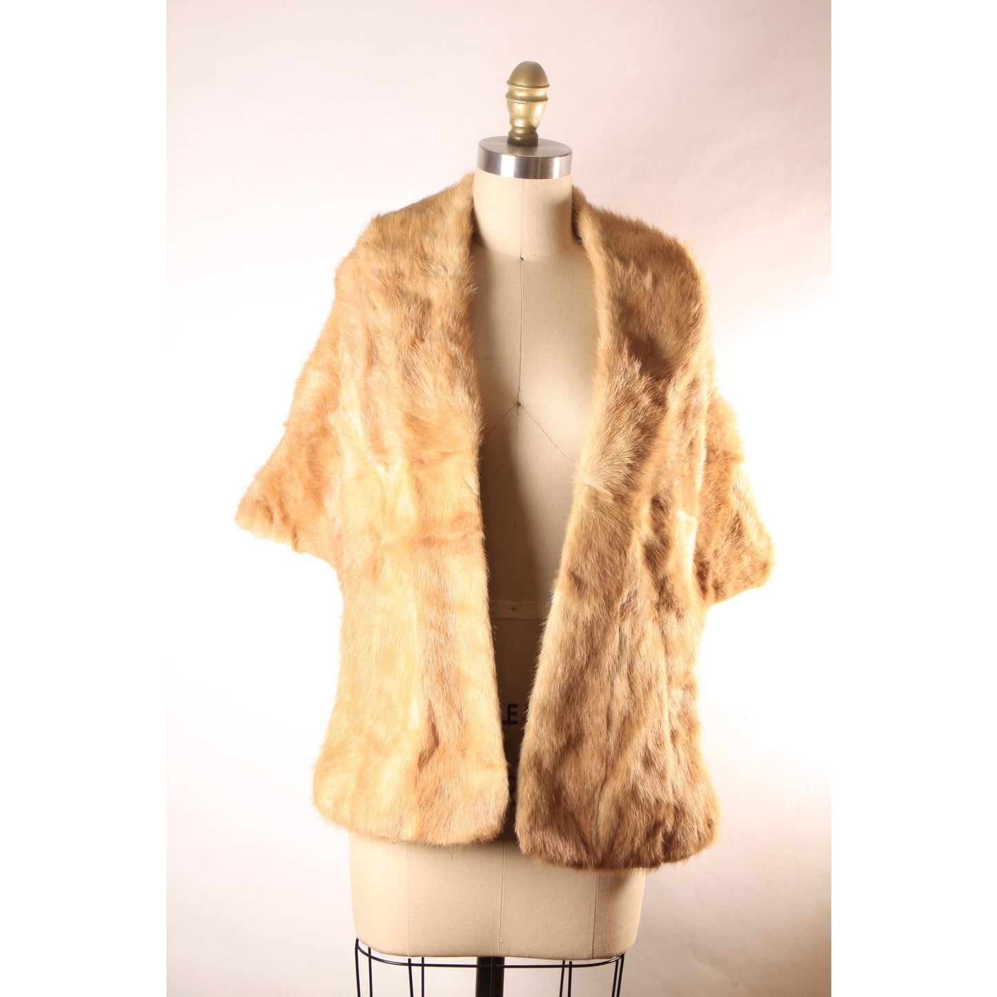1950s Blonde Light Brown Mink Fur Wrap Shawl -XS
