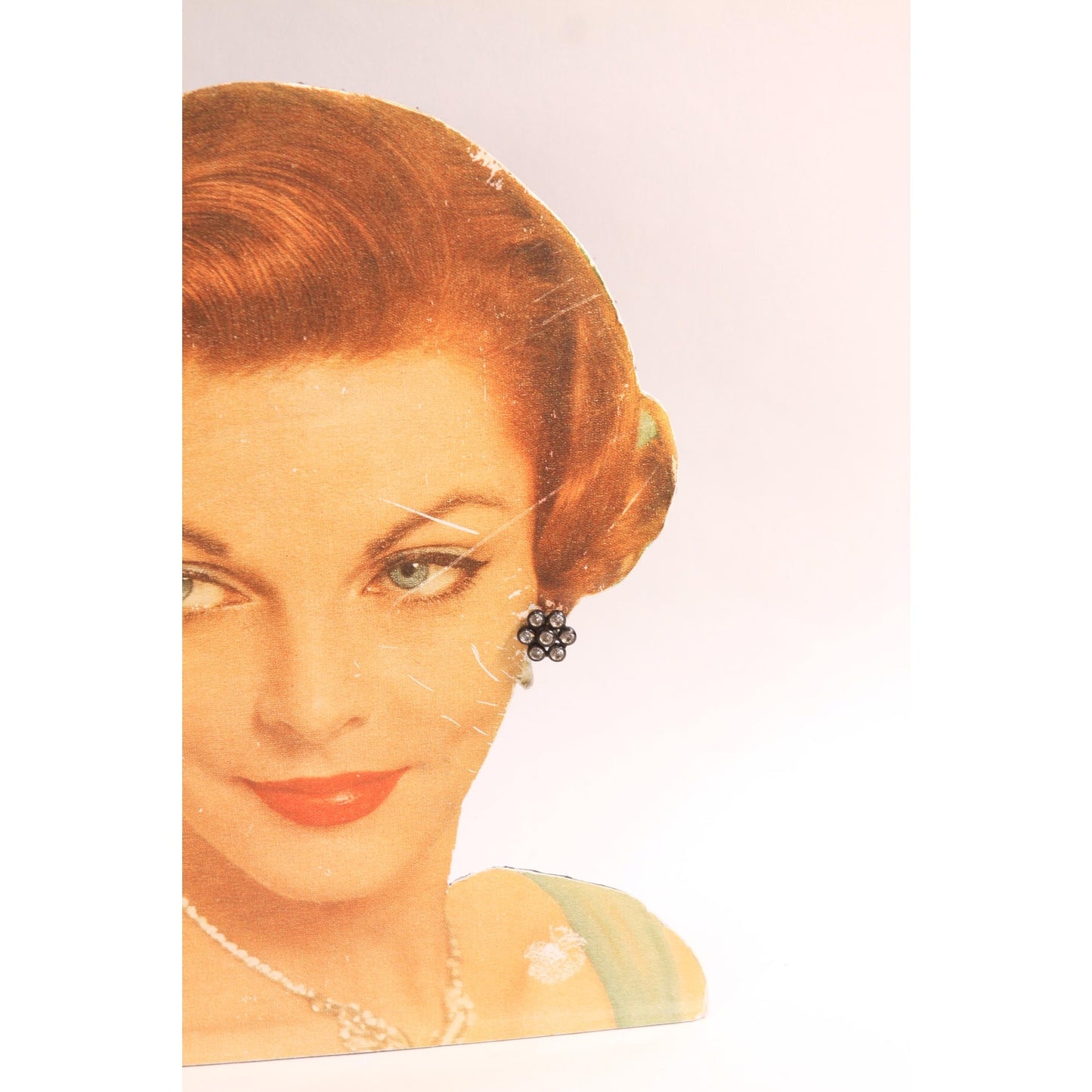 1950s Black Plastic and Rhinestone Cluster Screw Back Earrings