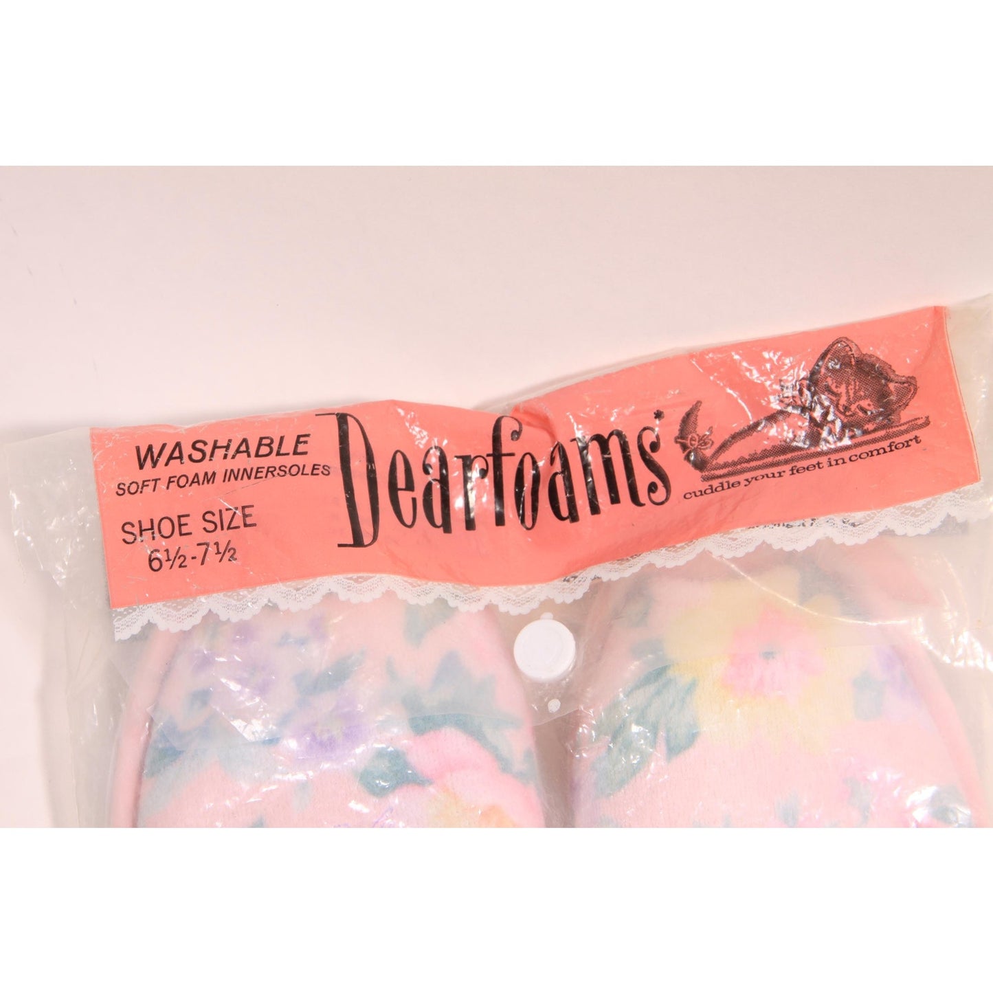Deadstock 1950s 1960s Pink and Blue Floral Slippers by Dearfoams-Size 6 1/2-7 1/2