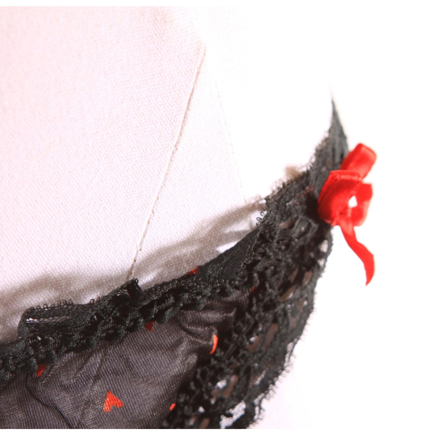 Late 1960s Early 1970s Black and Red Sheer Novelty Heart Print Underwear Panties