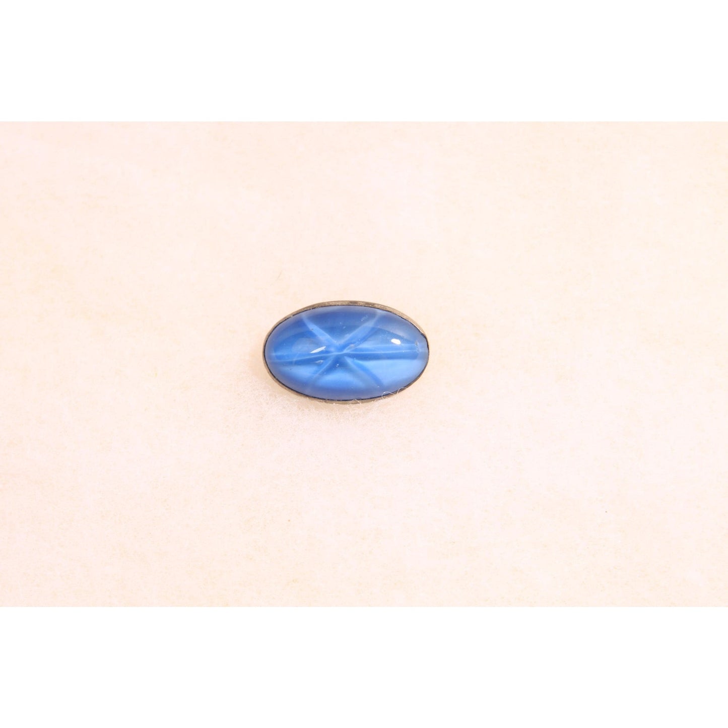 Antique 1920s Blue Starburst Sterling Silver Oval Brooch