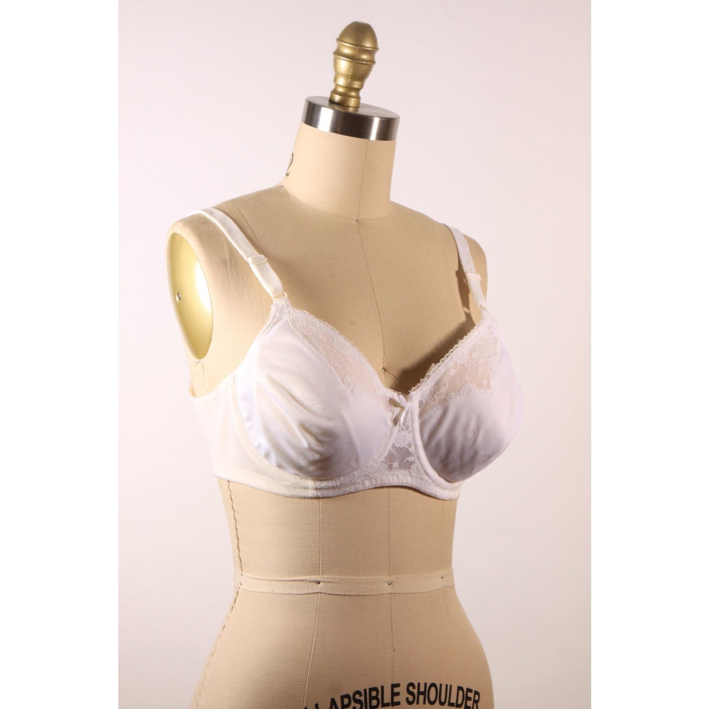 1970s White Sheer Floral Lace Bow Detail Bra by Playtex-38B
