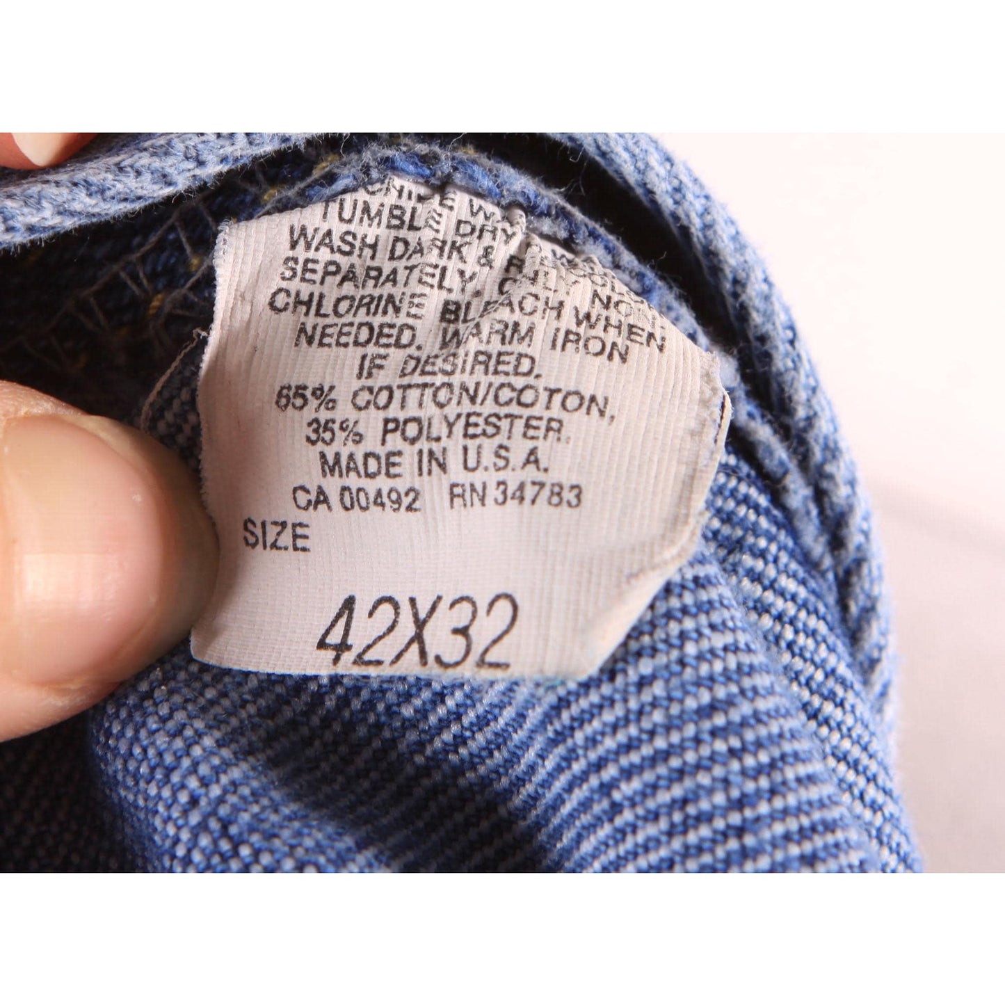 1970s 1980s Blue Denim Frayed Jeans by Lee -42x32