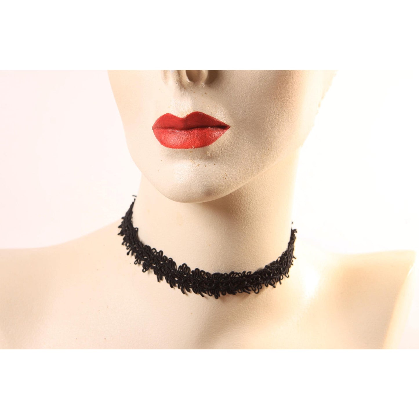 1970s Black Lace Gothic Choker Necklace