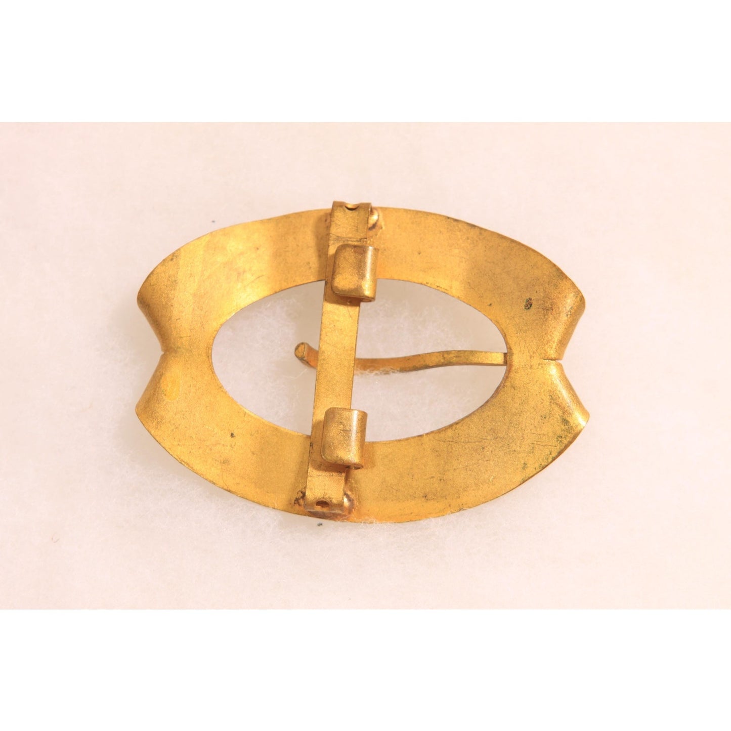 Antique 1900s 1910s Edwardian Art Nouveau Gold Tone Metal Belt Buckle