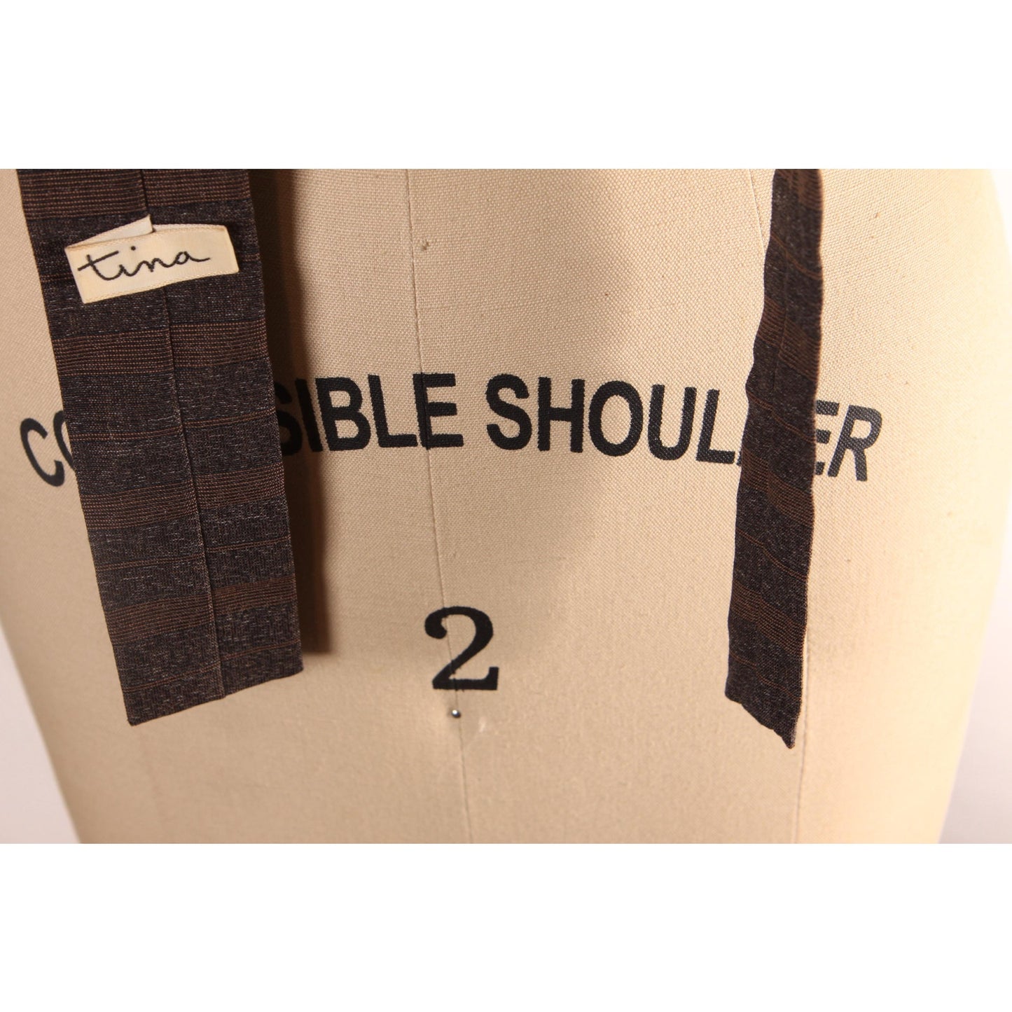 1950s Brown and Gray Striped Square End Necktie Tie by Tina
