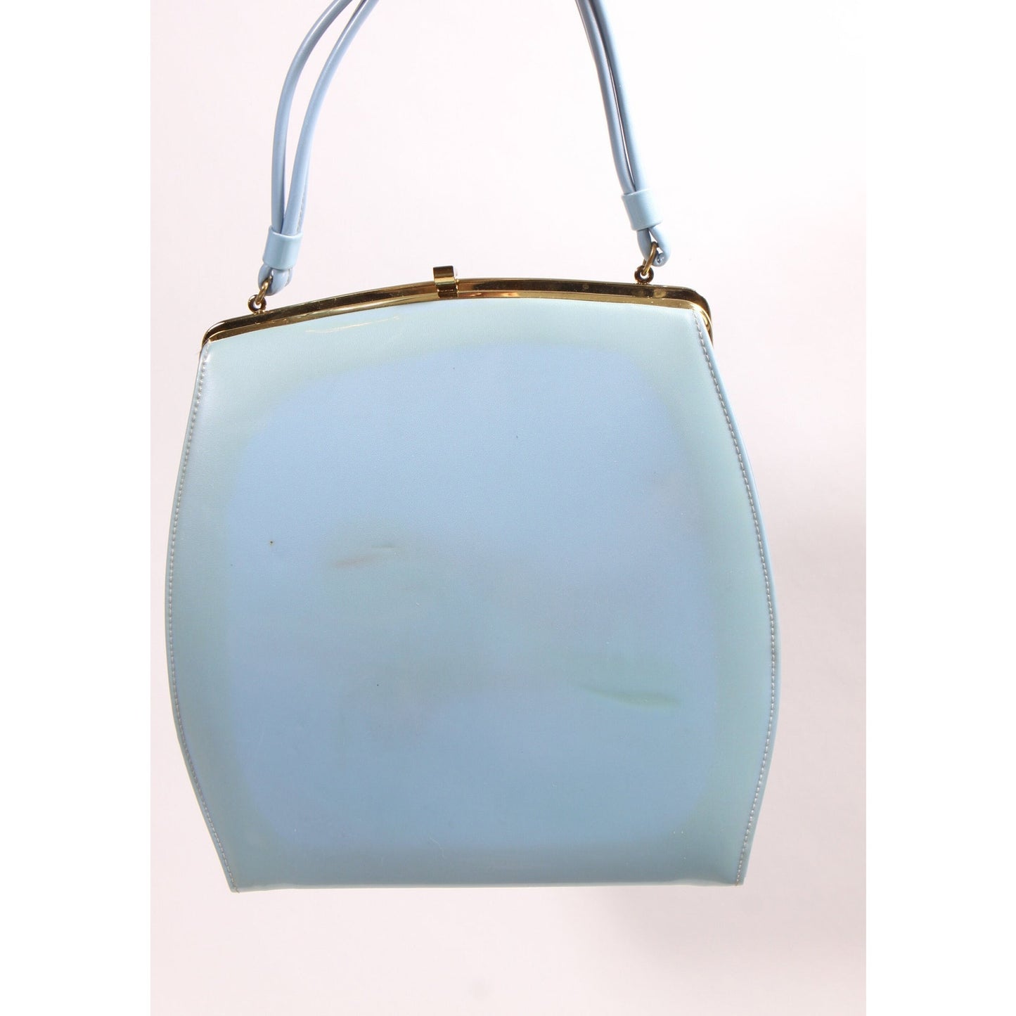 1950s Light Blue Bow Detail High Heel Pumps with Matching Top Handle Handbag Purse