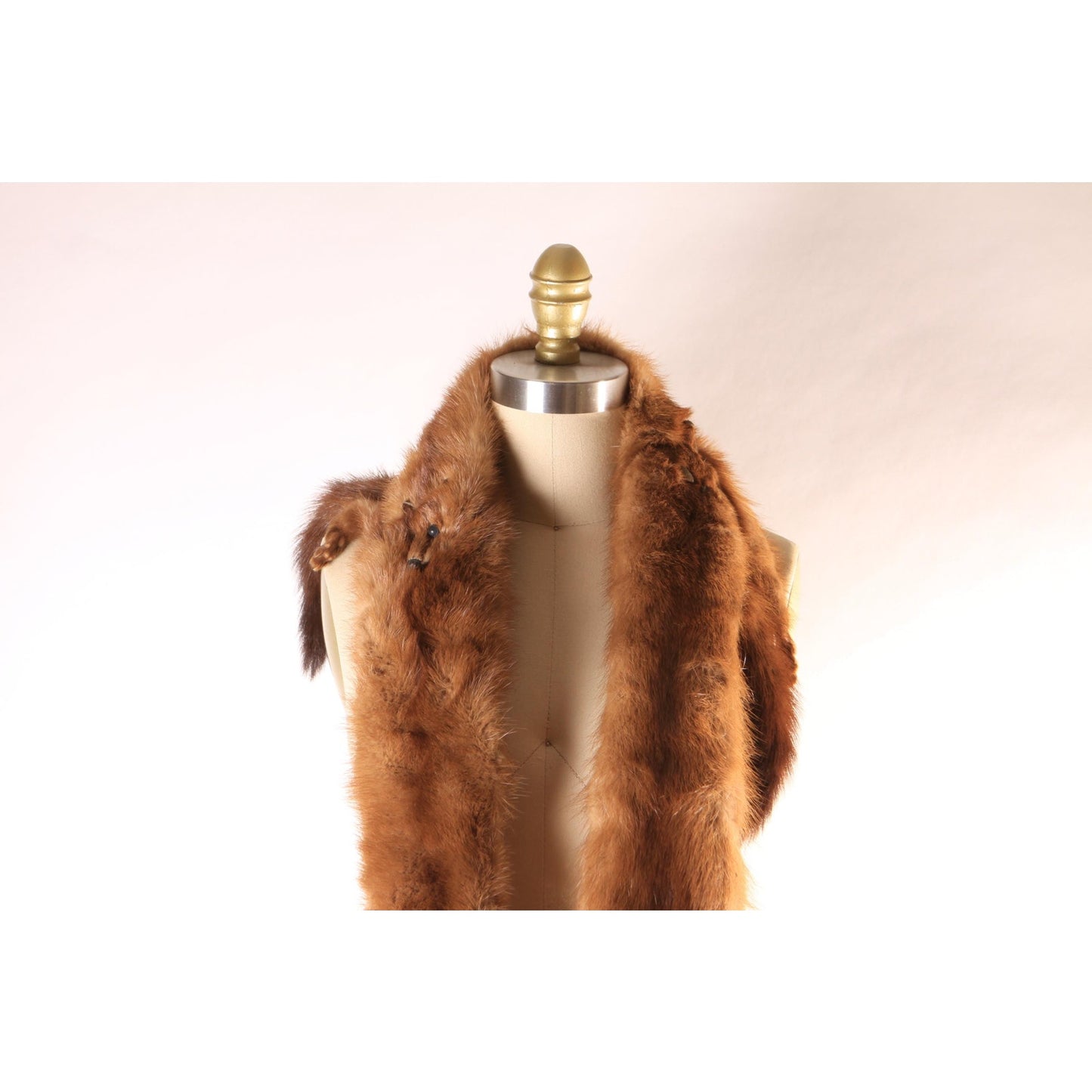 1950s Brown Mink Fur Three Piece Pelt Wrap