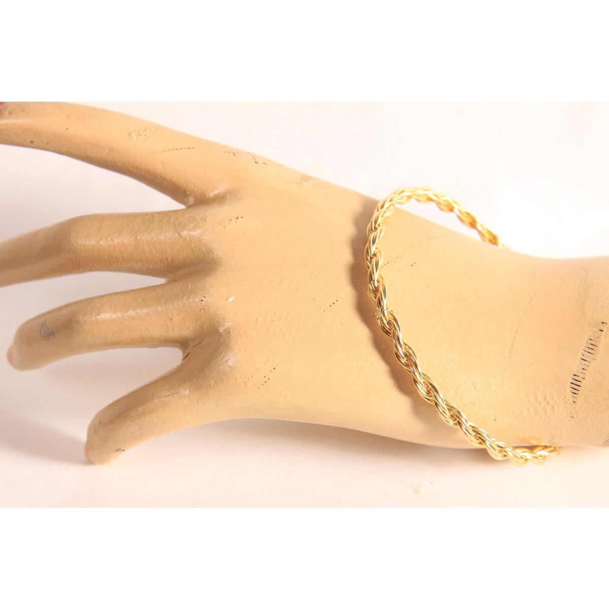1970s 1980s Gold Tone Metal Twisted Wire Bangle Bracelet