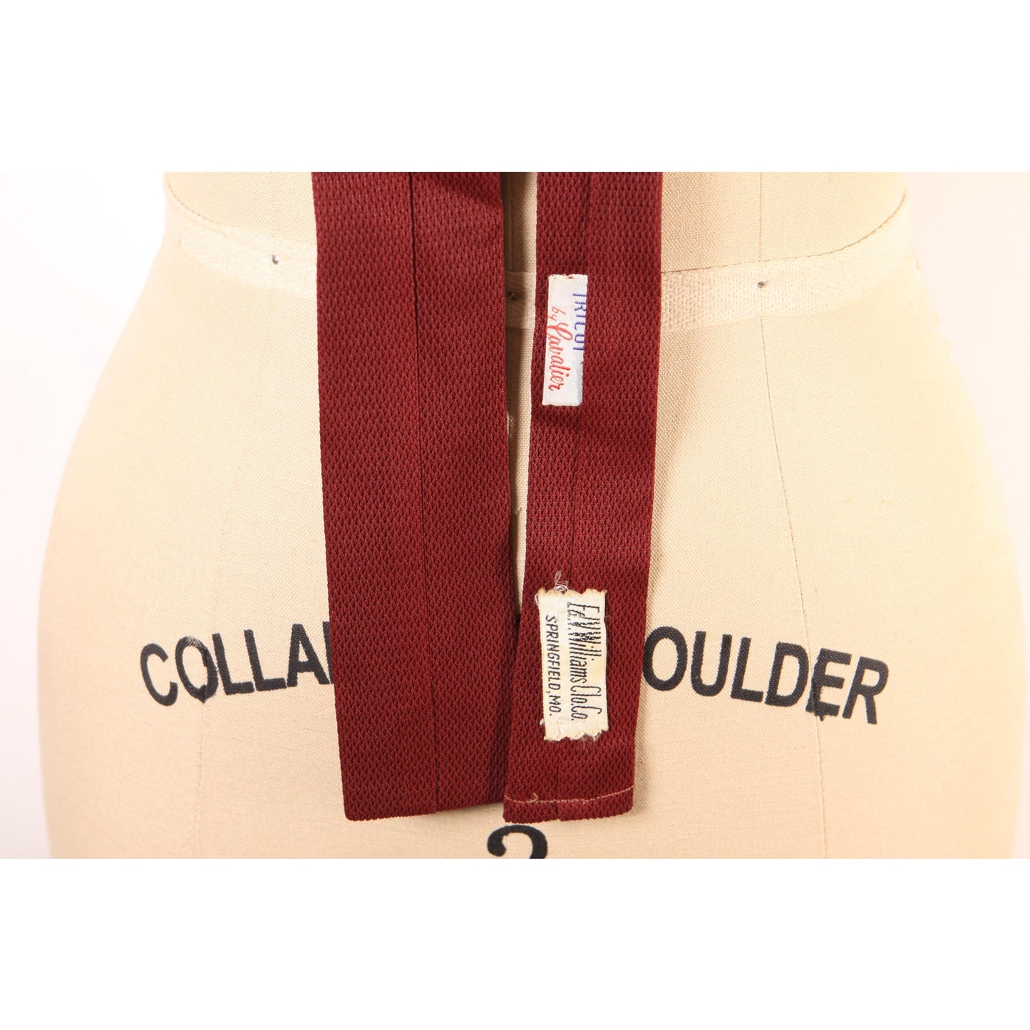 1950s Dark Red Square Bottom Necktie Tie by Cavalier