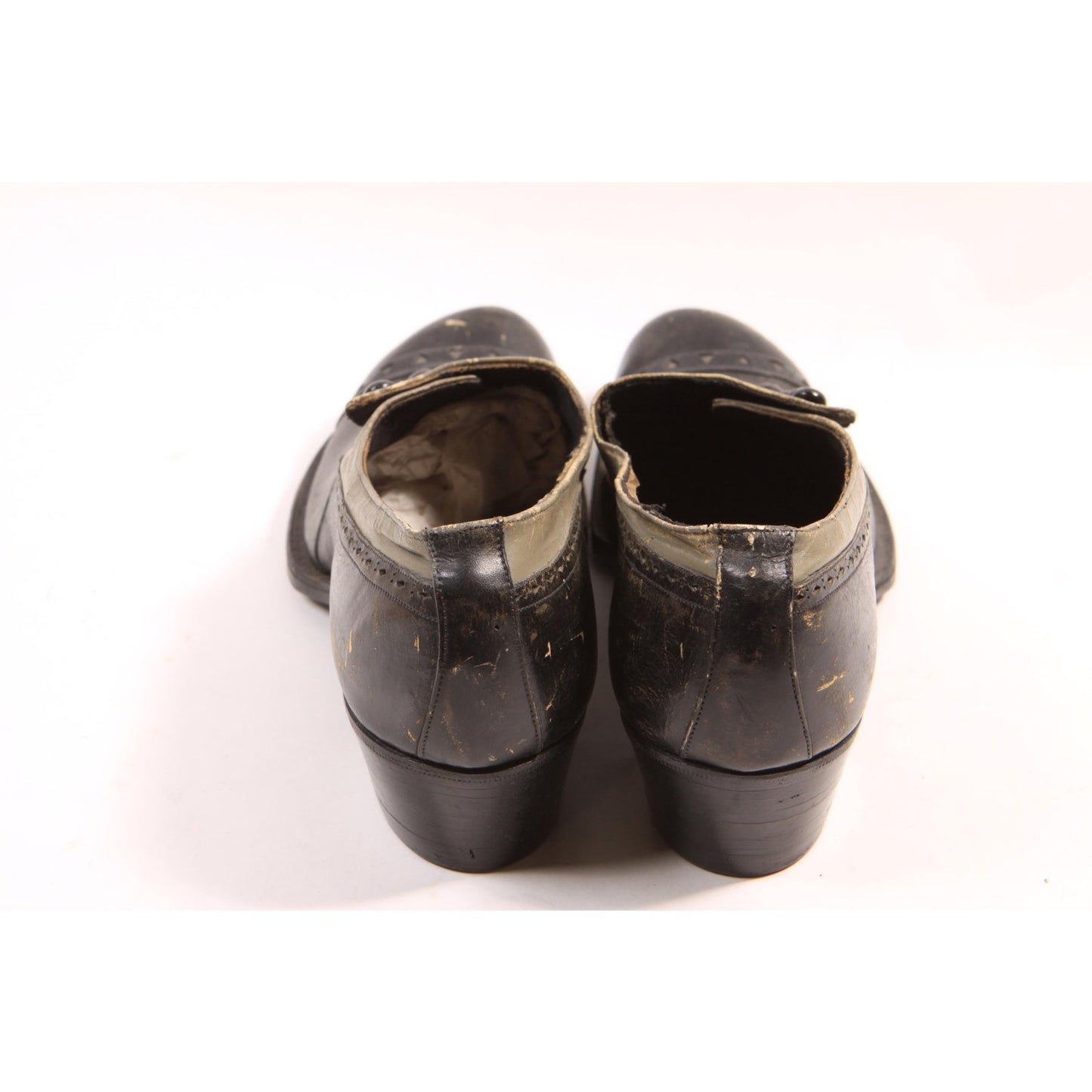 Antique 1900s 1910s 1920s Black and Gray Two Tone Button Up Formal Shoes