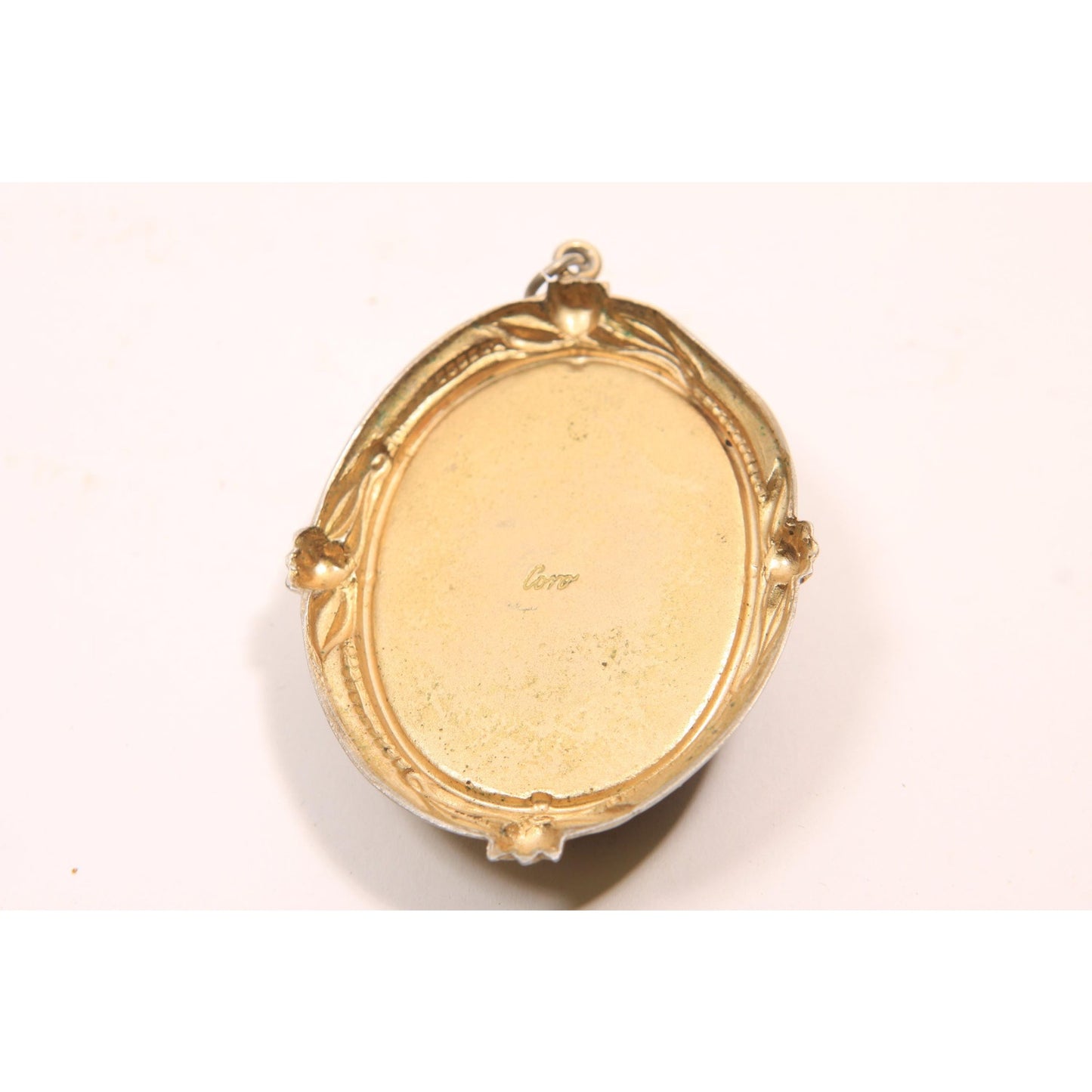 1950s 1960s Black and Gold Tone Metal Necklace Pendant by Coro