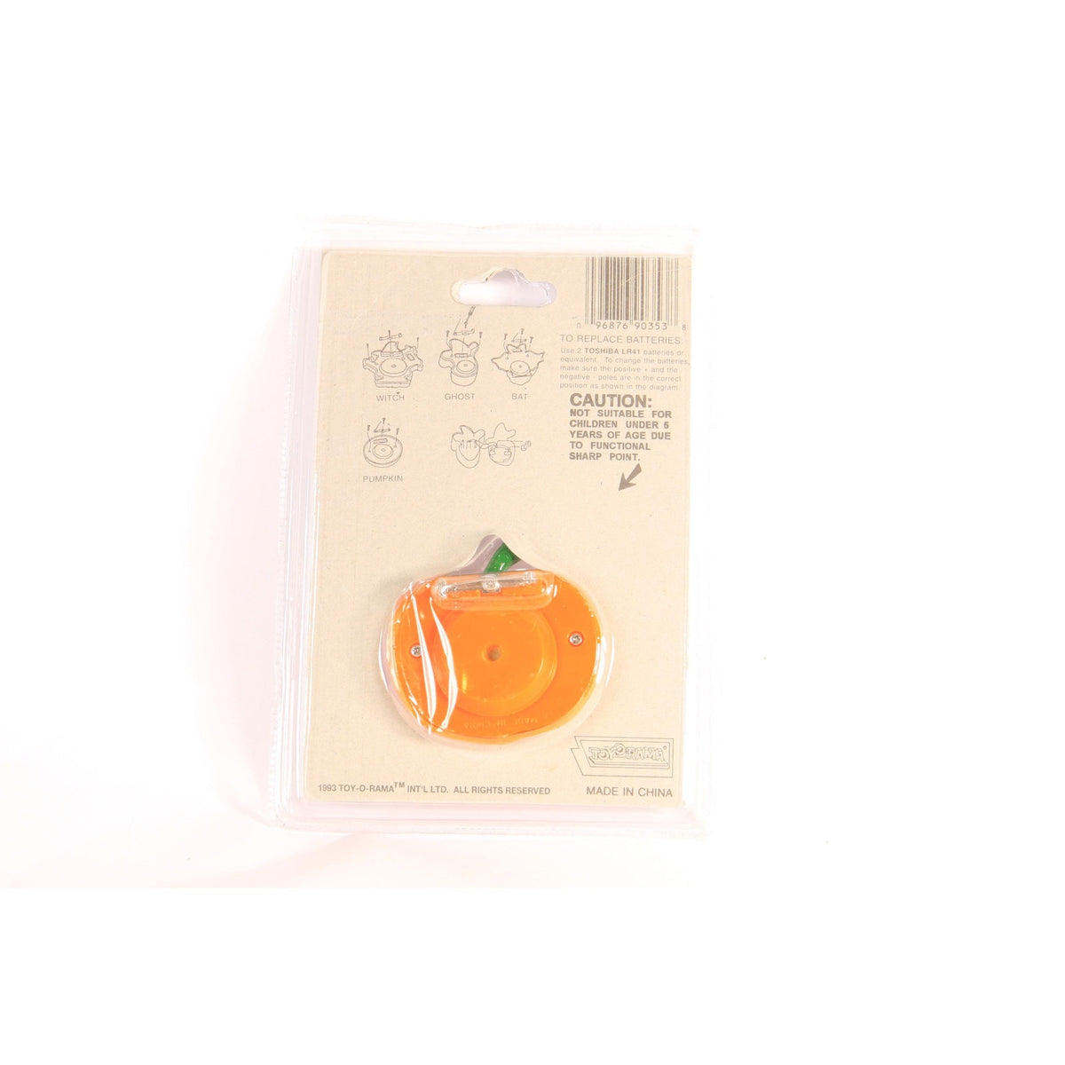Deadstock 1990s Novelty Halloween Light and Sound Jackolantern Pumpkin Brooch Pin by Toyorama