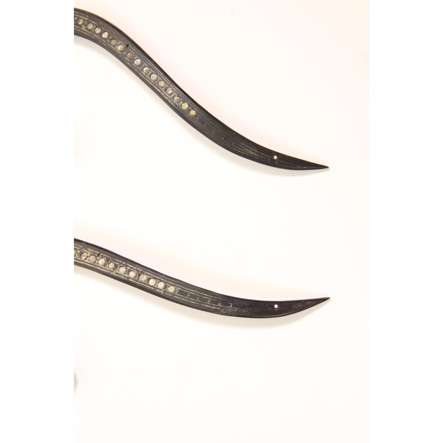 Antique 1920s Celluloid Black Rhinestone Detail Curved Millinery Hat Flashing Trim
