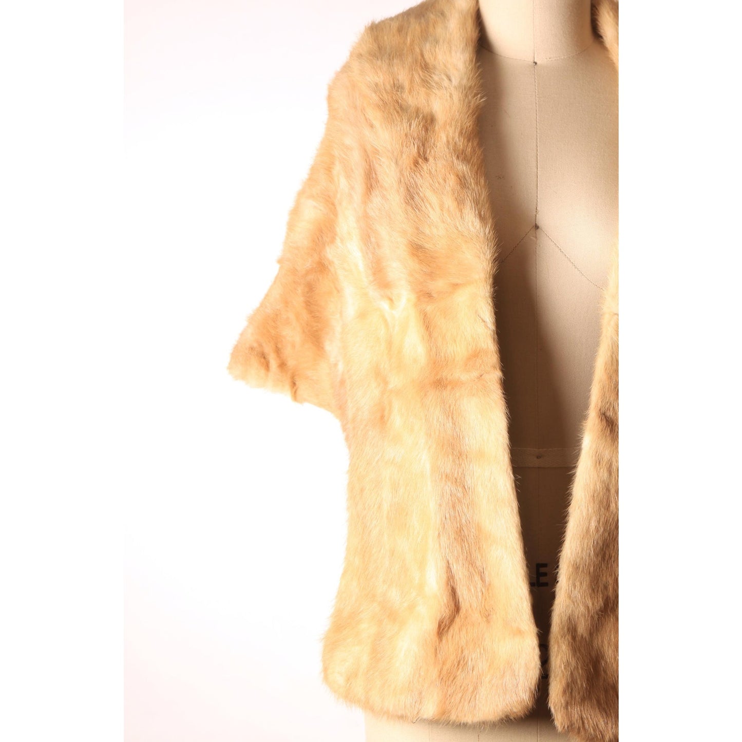 1950s Blonde Light Brown Mink Fur Wrap Shawl -XS