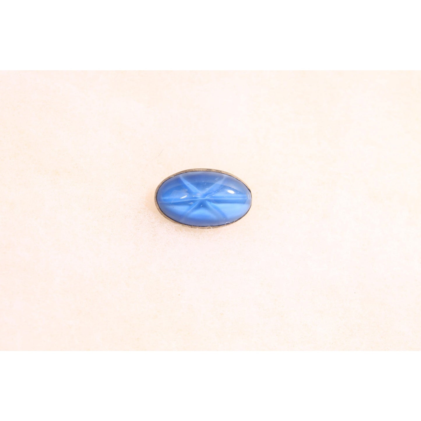 Antique 1920s Blue Starburst Sterling Silver Oval Brooch