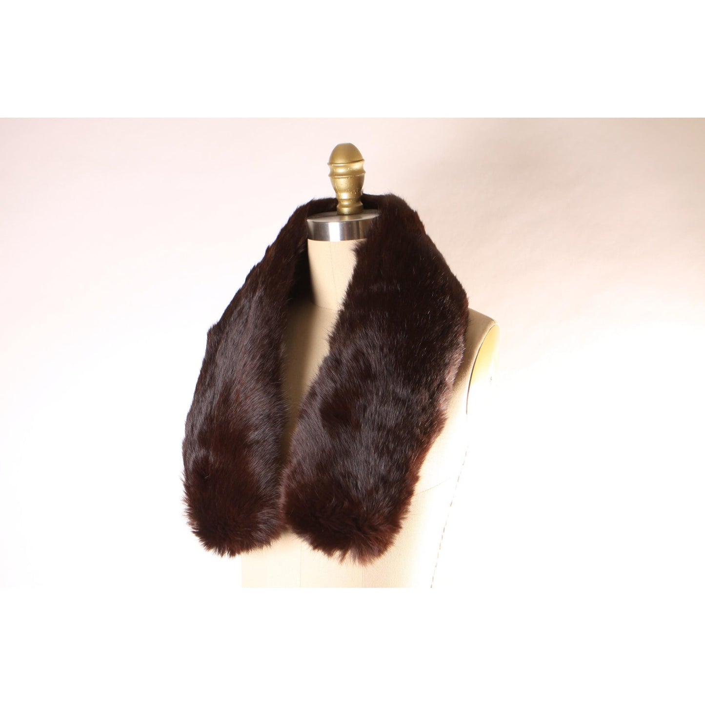 1940s Dark Brown Mink Fur Velvet Backing Shoulder Fur Wrap