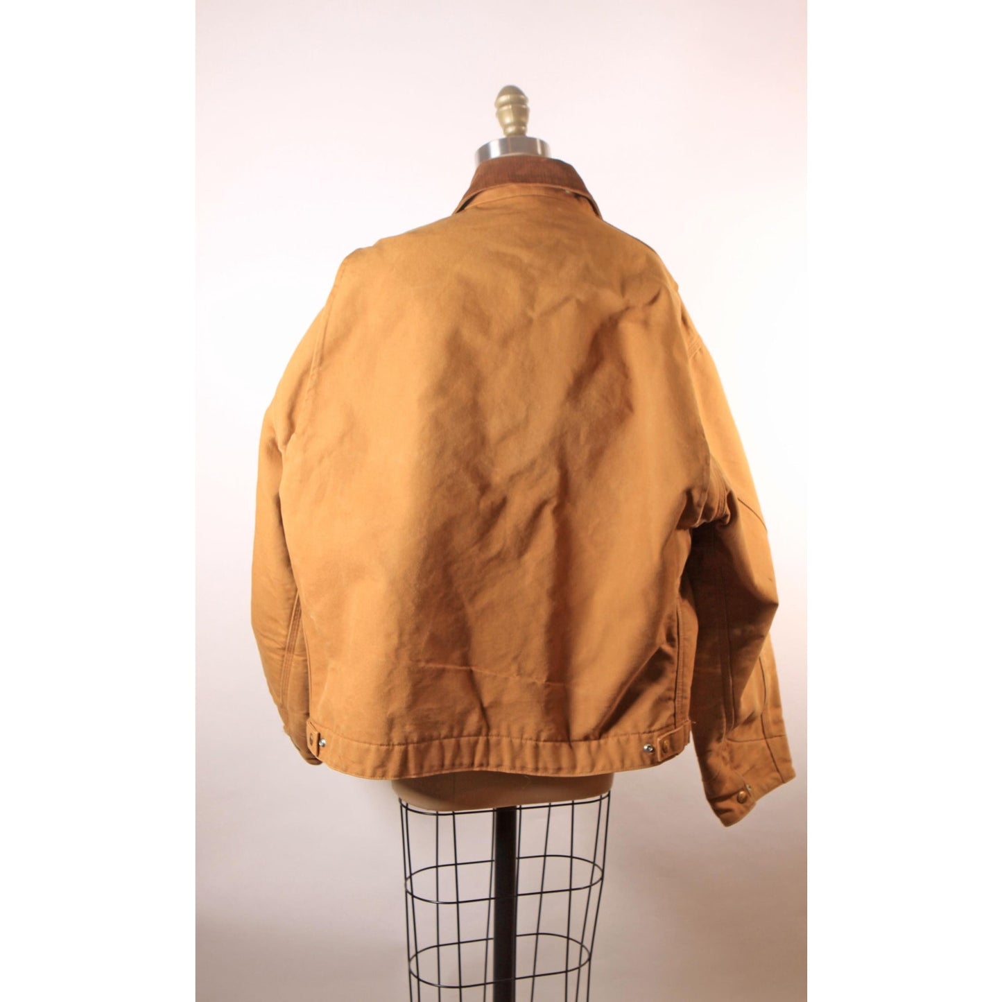 1980s Tan Long Sleeve Corduroy Collar Blanket Lined Zip Up Jacket Chore Coat by Carhartt