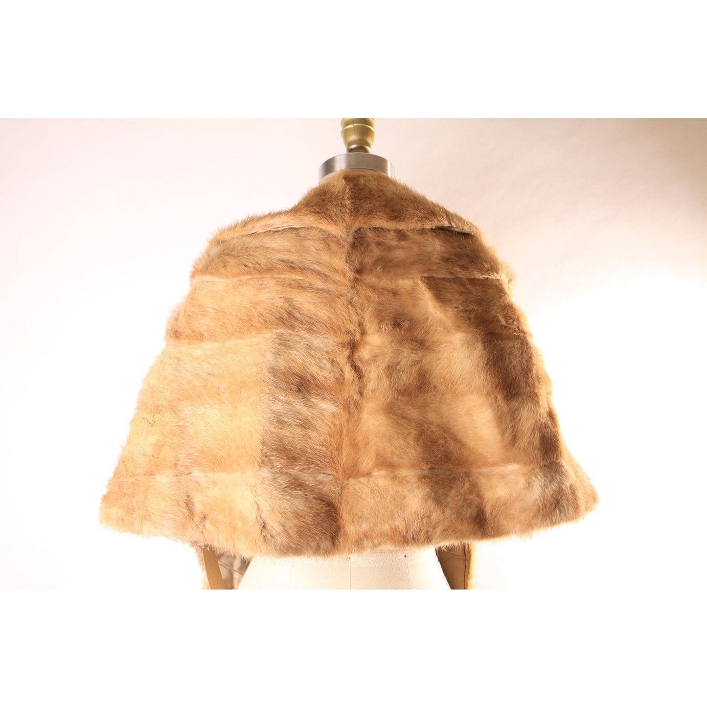 1950s Blonde Light Brown Mink Fur Wrap Shawl -XS