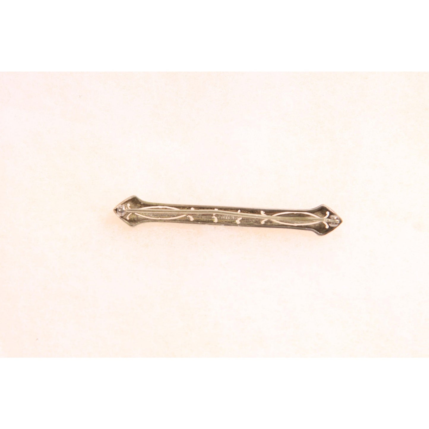 Antique 1920s Sterling Silver Marcasite Rhinestone Art Deco Bar Brooch